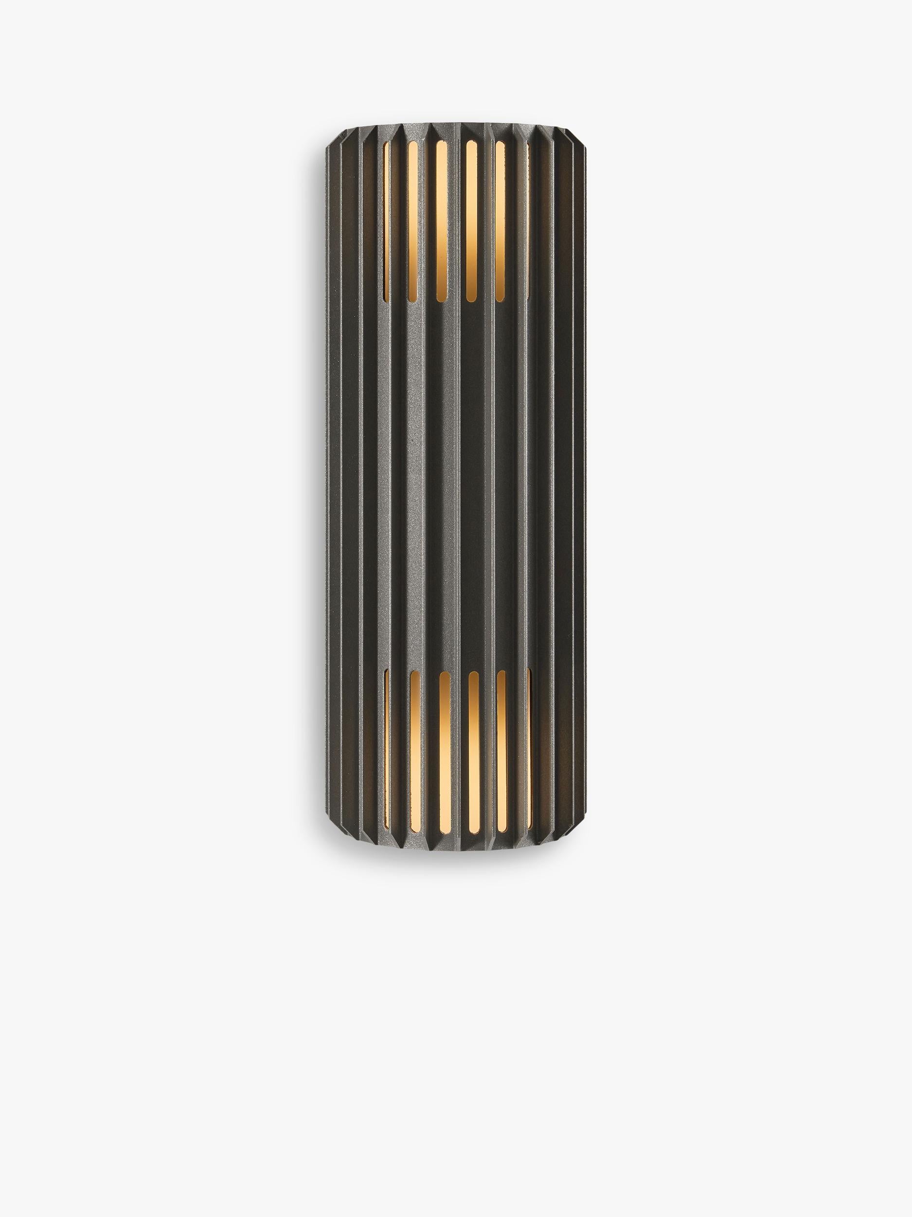 Nordlux Aludra ribbed outdoor wall light anthracite 33.7cm, UK version