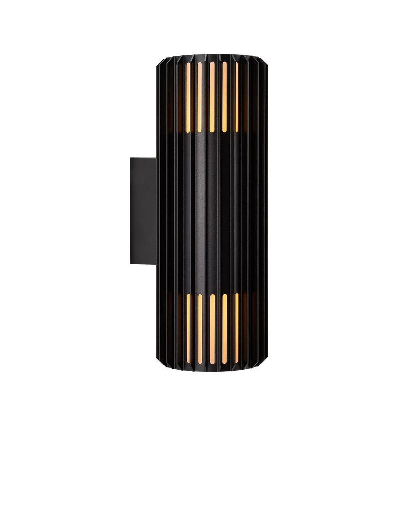 Nordlux Aludra ribbed outdoor wall light black - British product