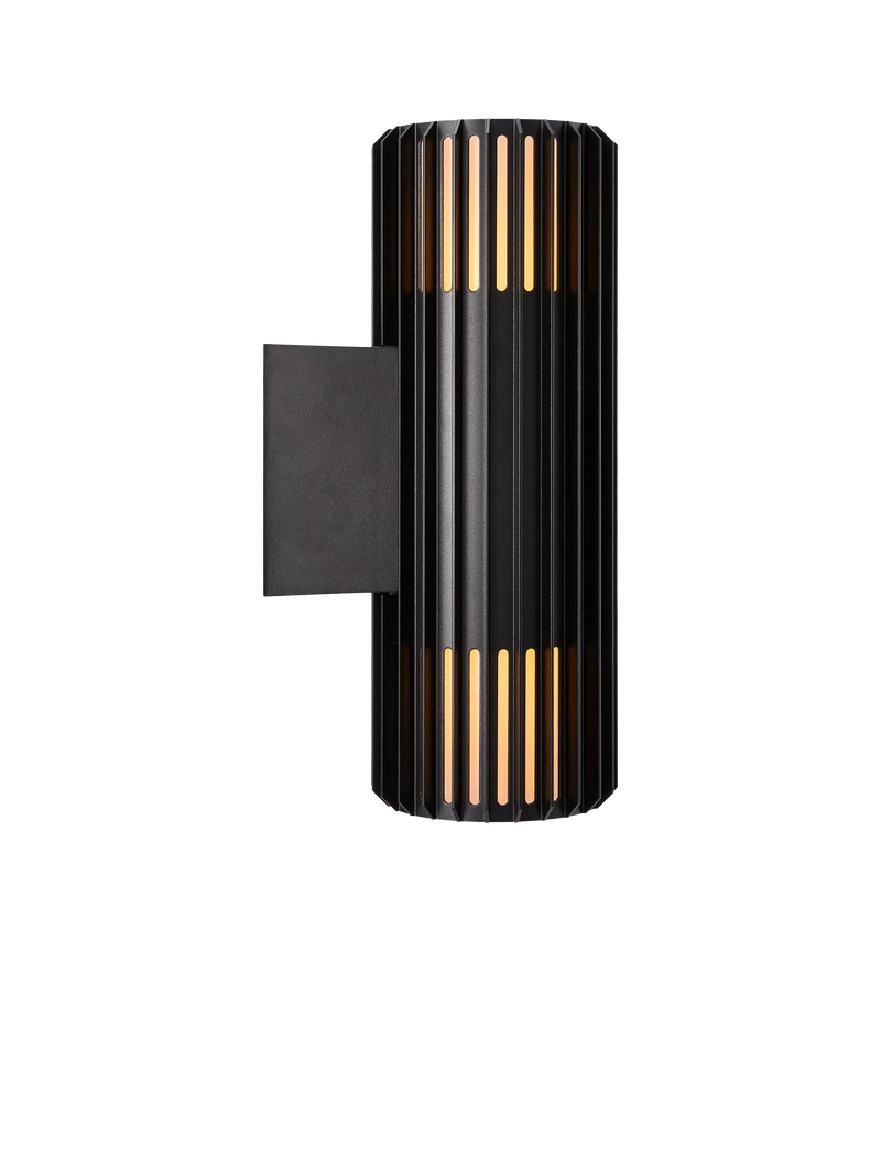 Nordlux Aludra ribbed outdoor wall light black - British product