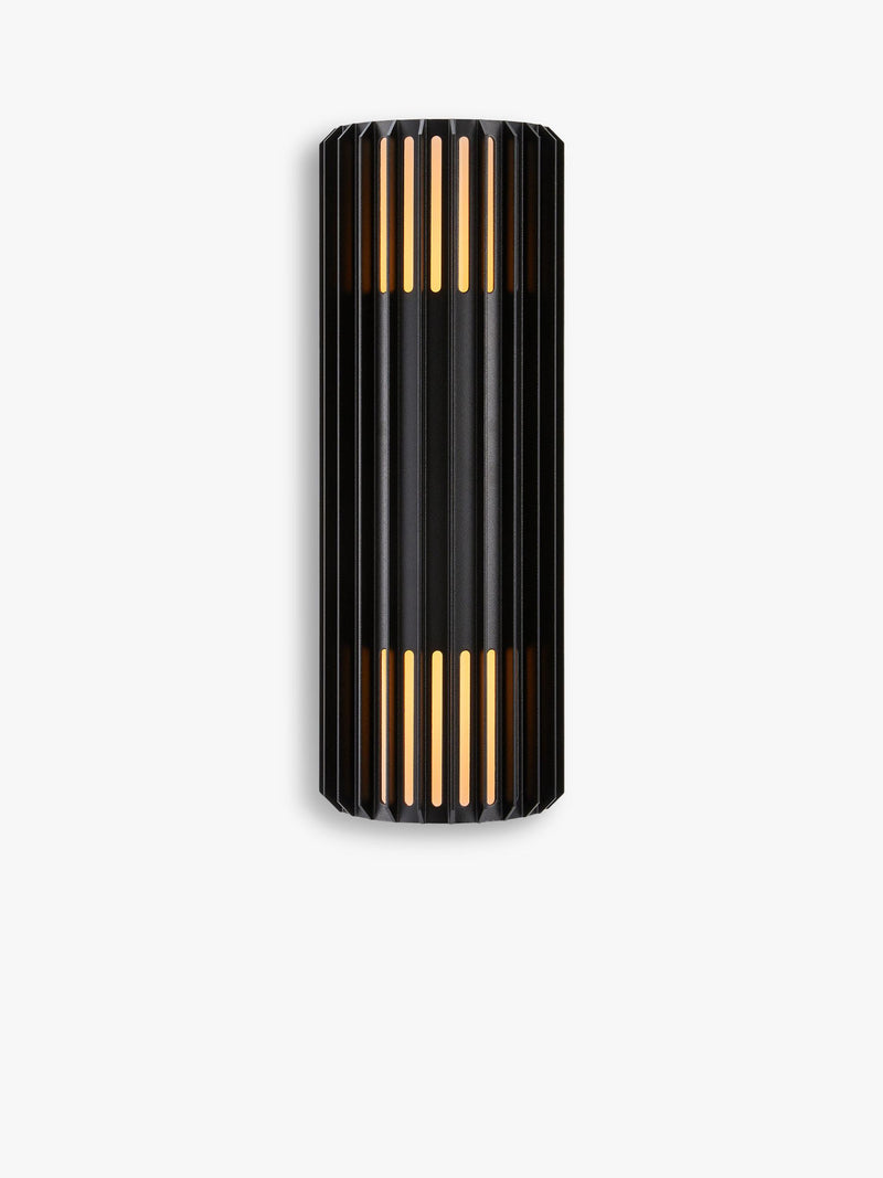 Nordlux Aludra ribbed outdoor wall light black - British product