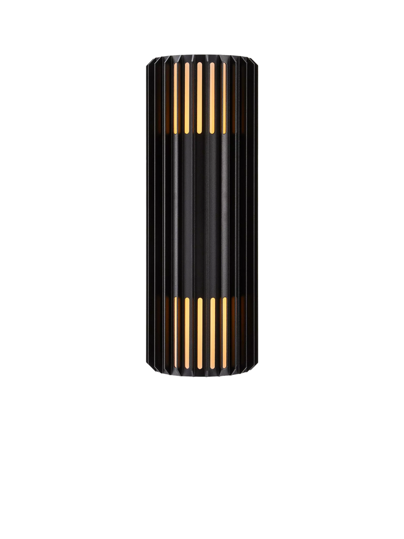 Nordlux Aludra ribbed outdoor wall light black - British product