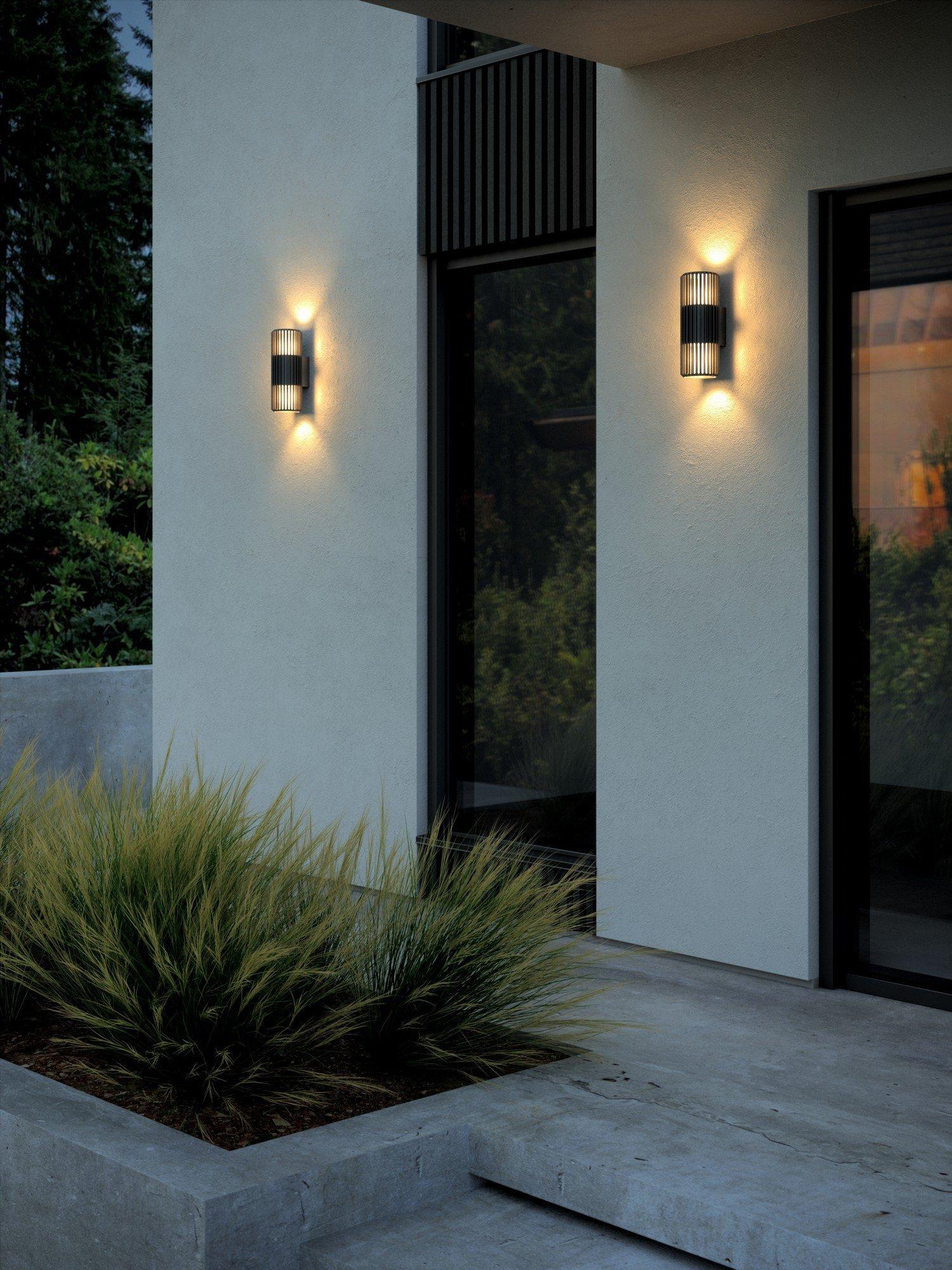 Nordlux Aludra ribbed outdoor wall light black - British product