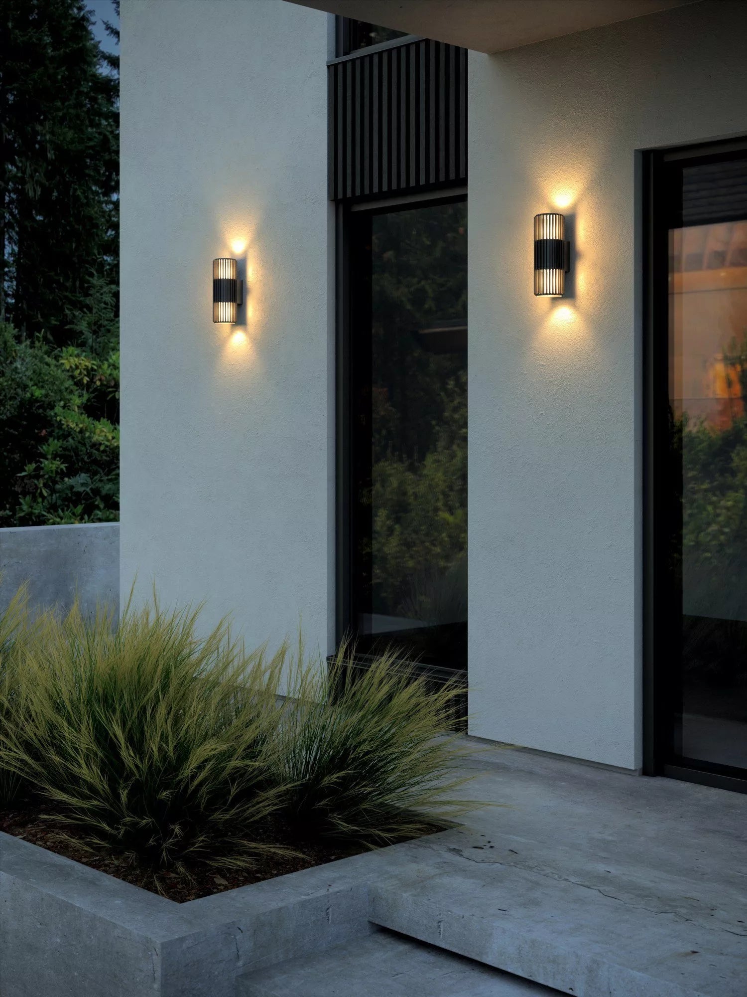 Nordlux Aludra ribbed outdoor wall light black - British product