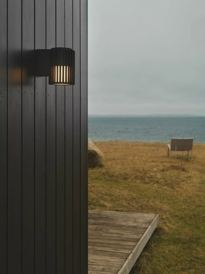 Nordlux Aludra ribbed outdoor wall light (British brand)