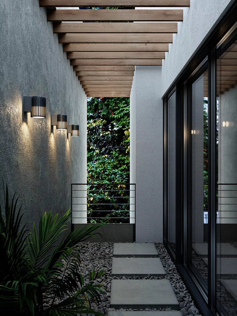 Nordlux Aludra ribbed outdoor wall light (British brand)