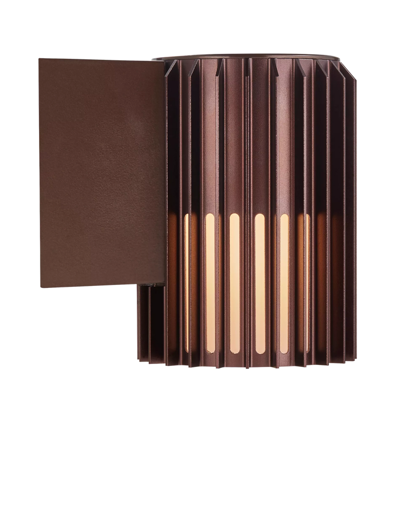 Nordlux Aludra ribbed outdoor wall light brown, (British brand)