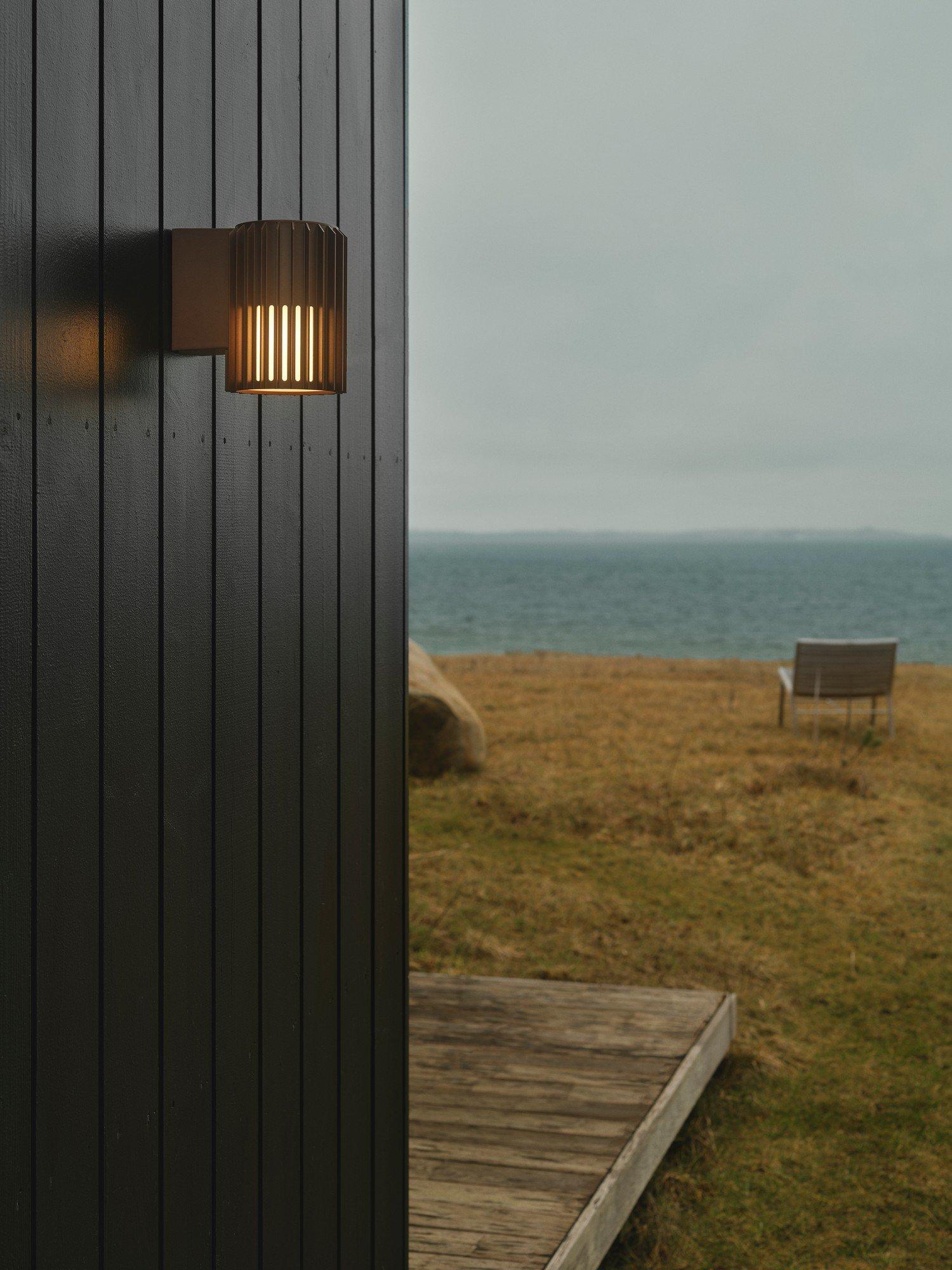 Nordlux Aludra ribbed outdoor wall light brown, (British brand)