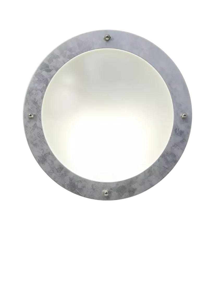 Nordlux Malte round outdoor wall light galvanised steel, imported from the UK