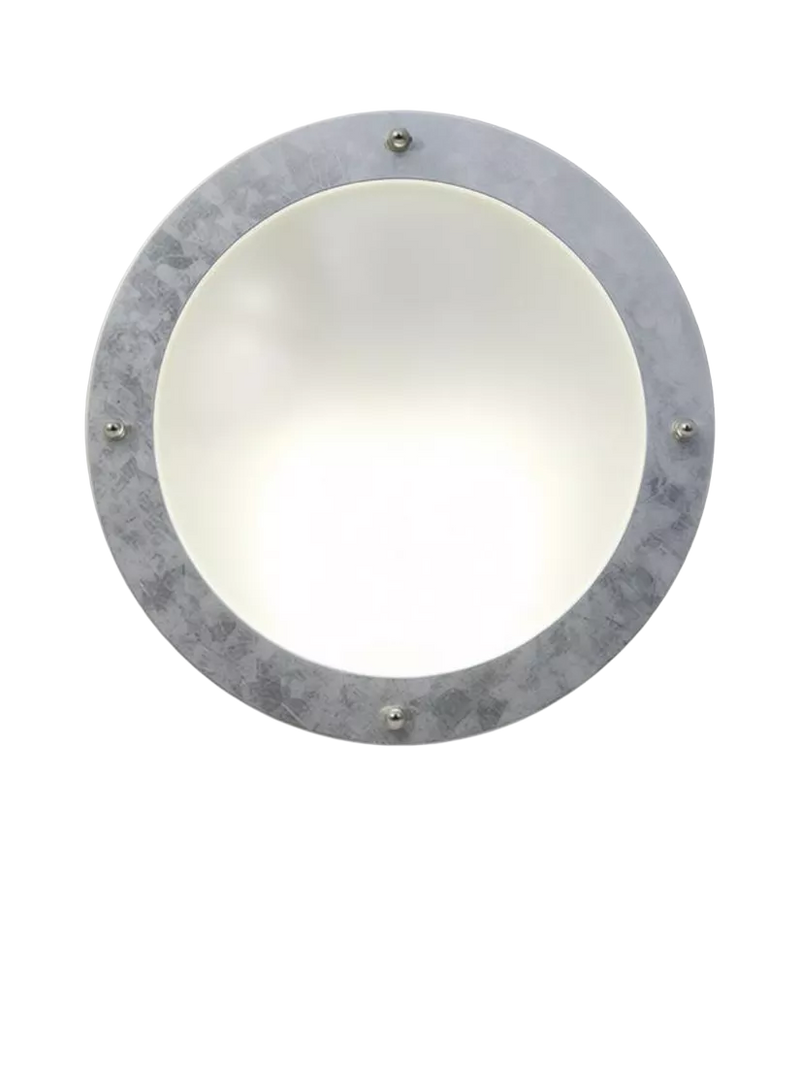 Nordlux Malte round outdoor wall light galvanised steel, imported from the UK