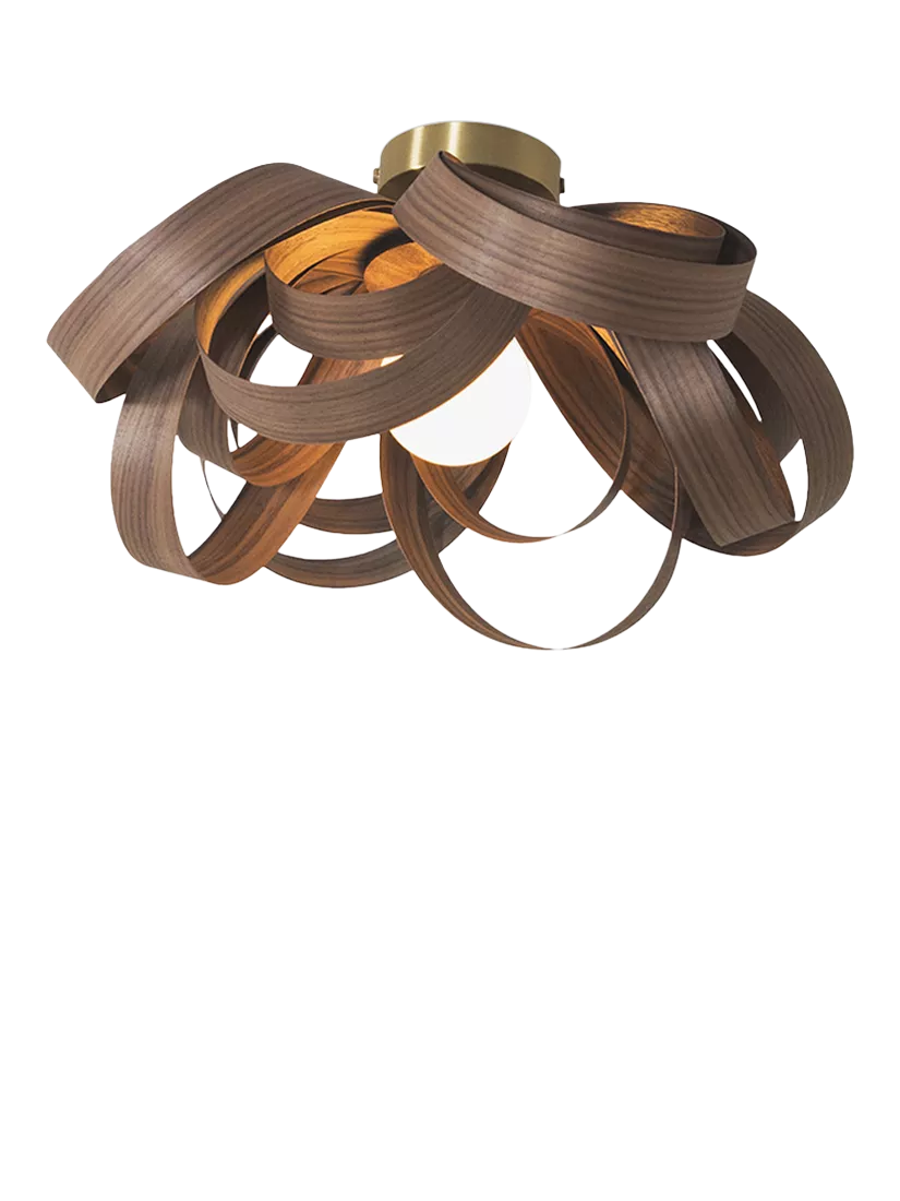 Tom Raffield Skipper ceiling light 46cm walnut, imported from the UK