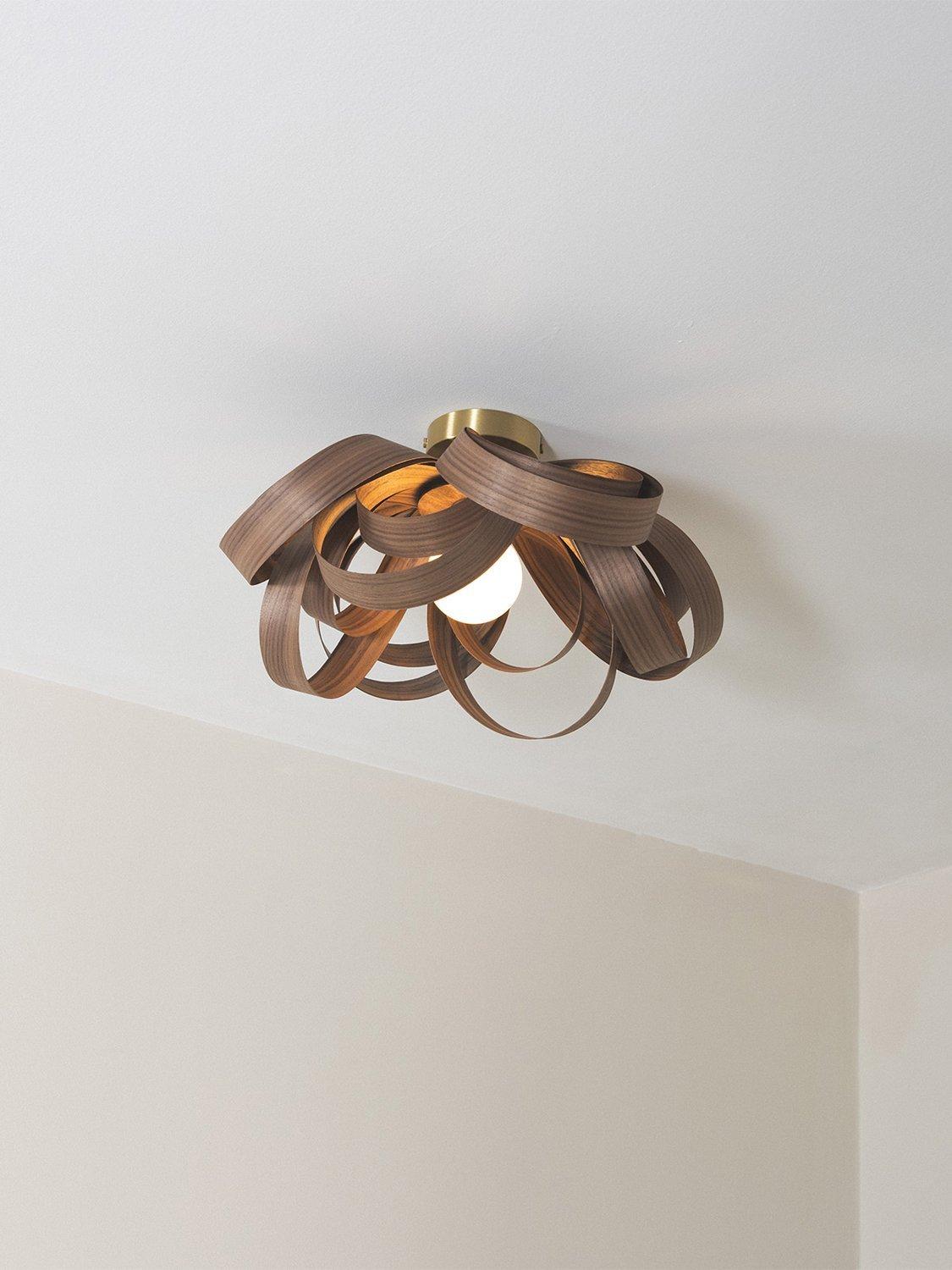 Tom Raffield Skipper ceiling light 46cm walnut, imported from the UK