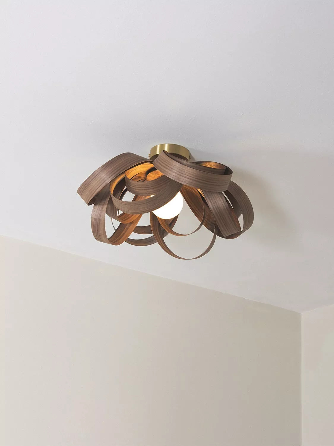 Tom Raffield Skipper ceiling light 46cm walnut, imported from the UK