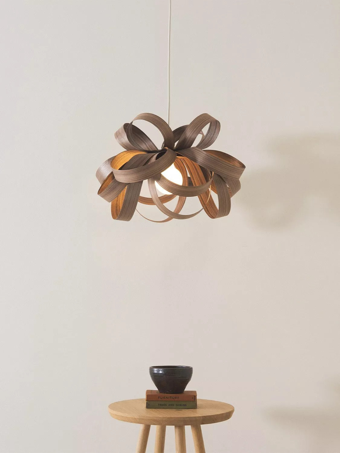 Tom Raffield Skipper small pendant ceiling light Dia.46cm walnut (British brand)