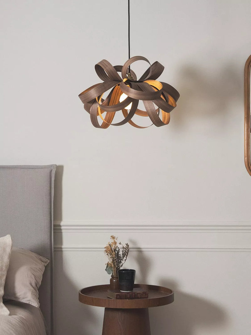 Tom Raffield Skipper small pendant ceiling light Dia.46cm walnut (British brand)