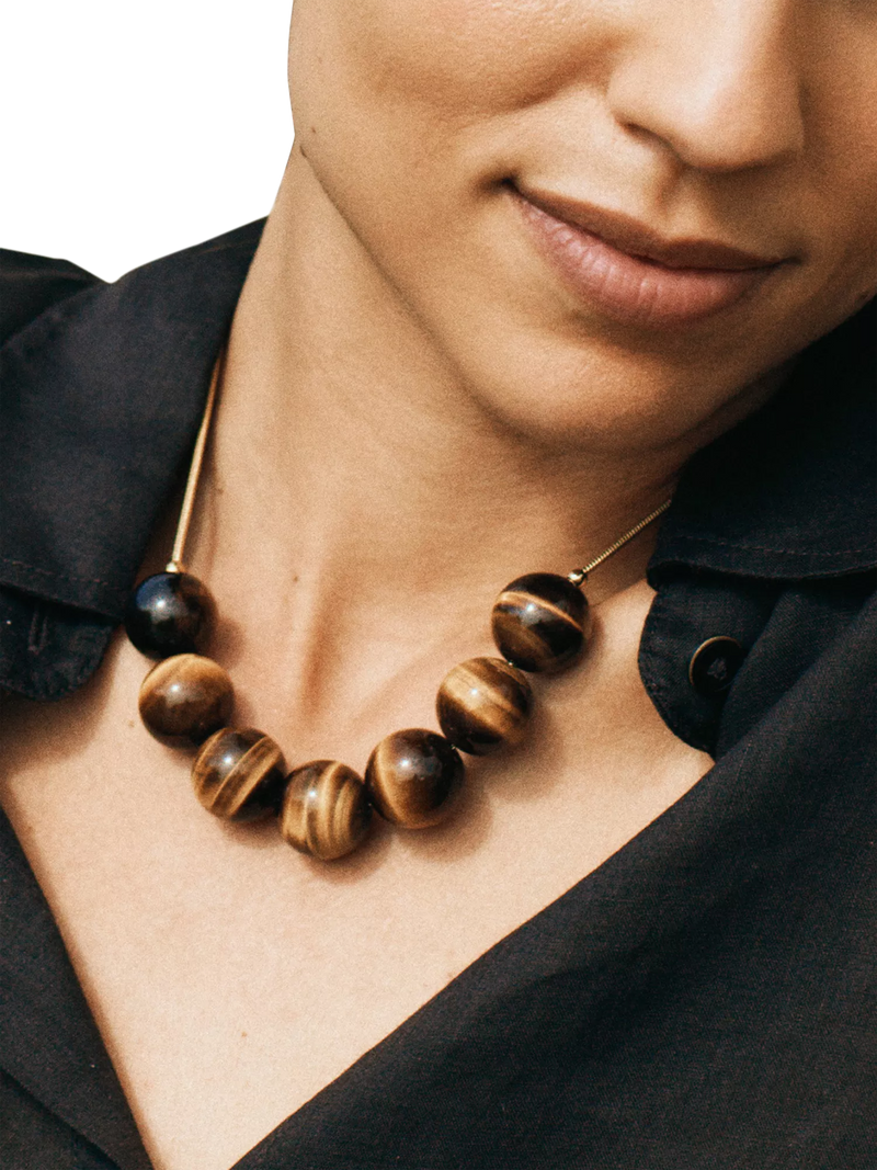 EDBLAD beaded necklace gold tiger's eye 70cm, UK version