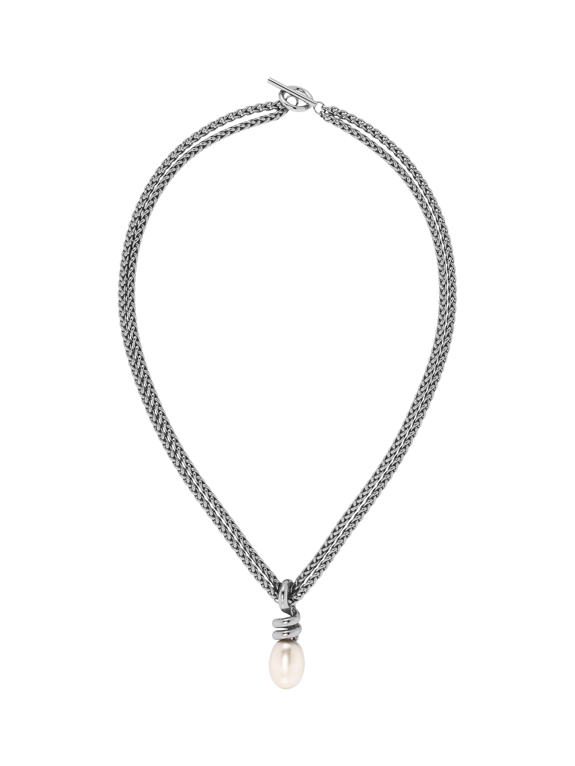 EDBLAD Swivel Pearl Necklace in stainless steel with mother-of-pearl (British brand)