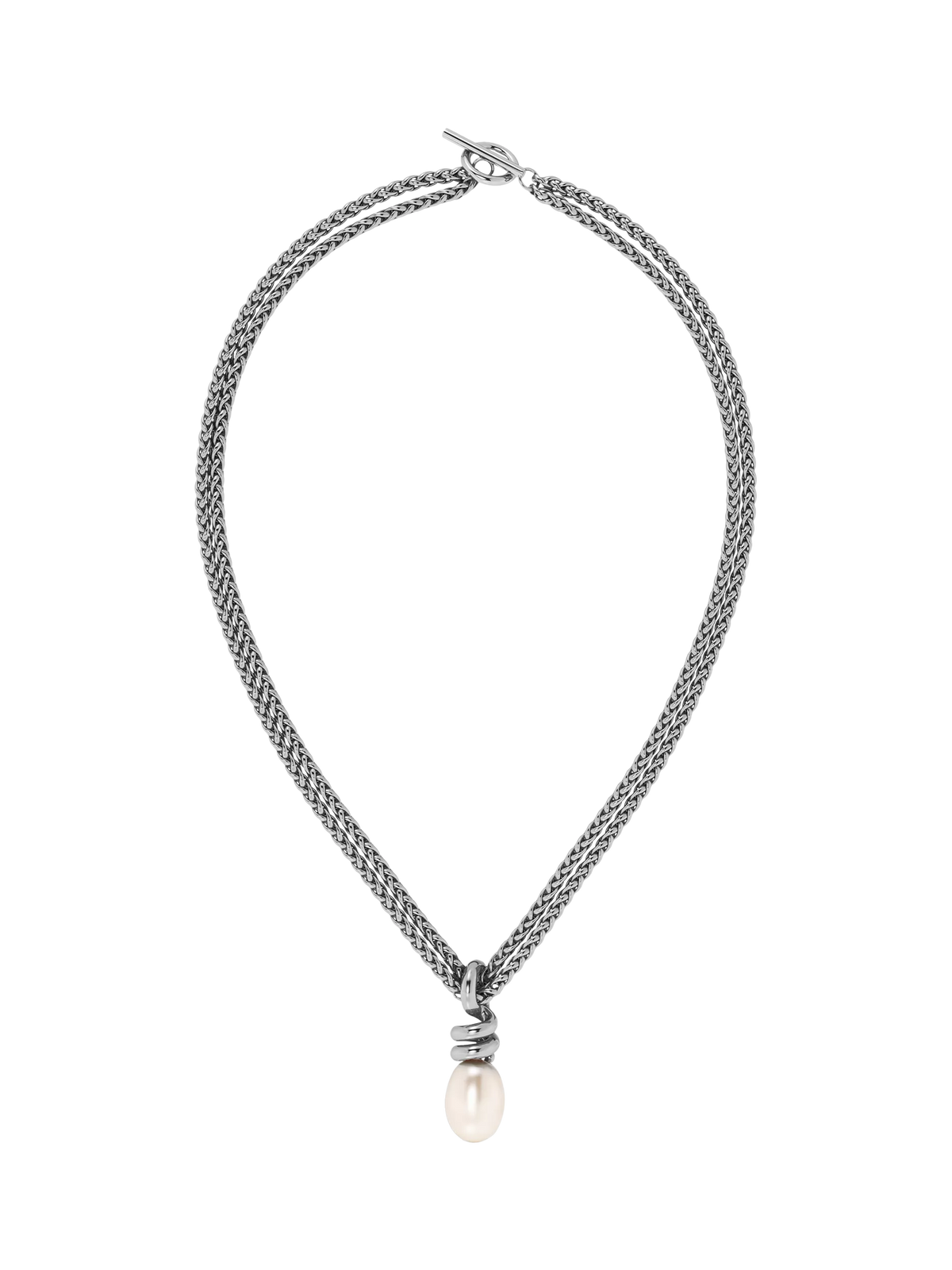 EDBLAD Swivel Pearl Necklace in stainless steel with mother-of-pearl (British brand)