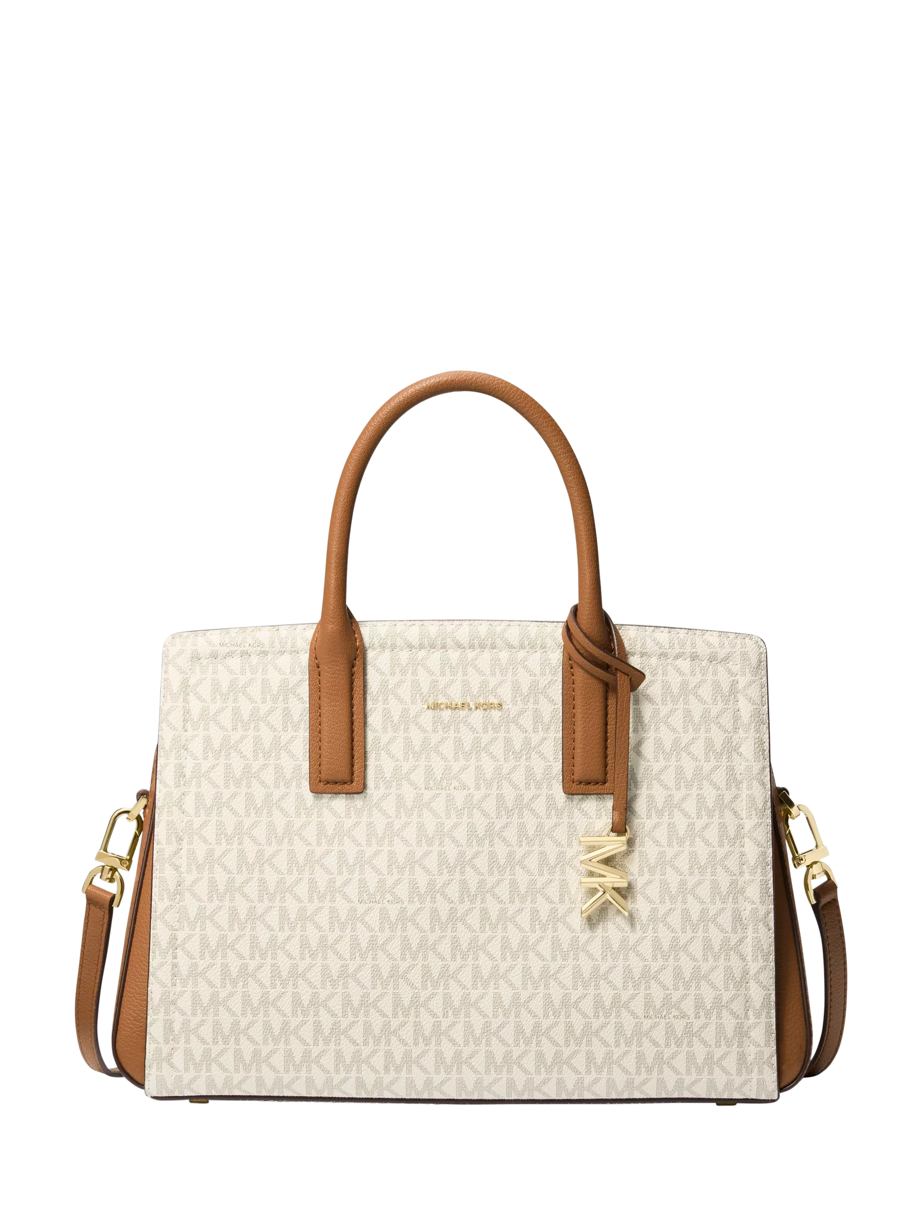 Michael Kors Laila medium satchel vanilla acorn logo print, UK version