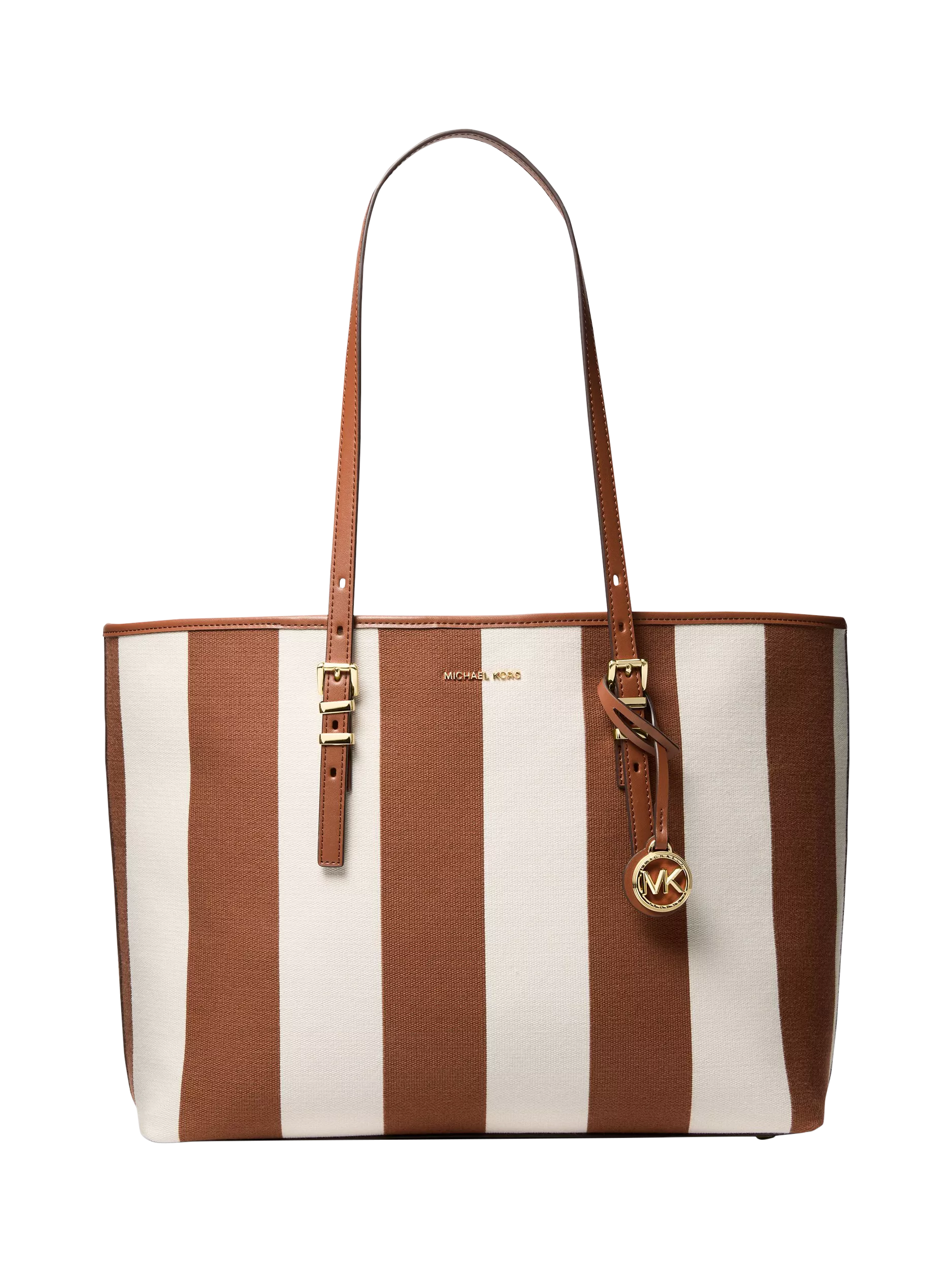 Michael Kors striped tote bag luggage tan (British brand)