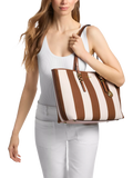 Michael Kors striped tote bag luggage tan (British brand)