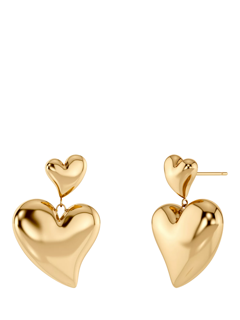 EDBLAD large heart stud earrings gold plated (British brand)