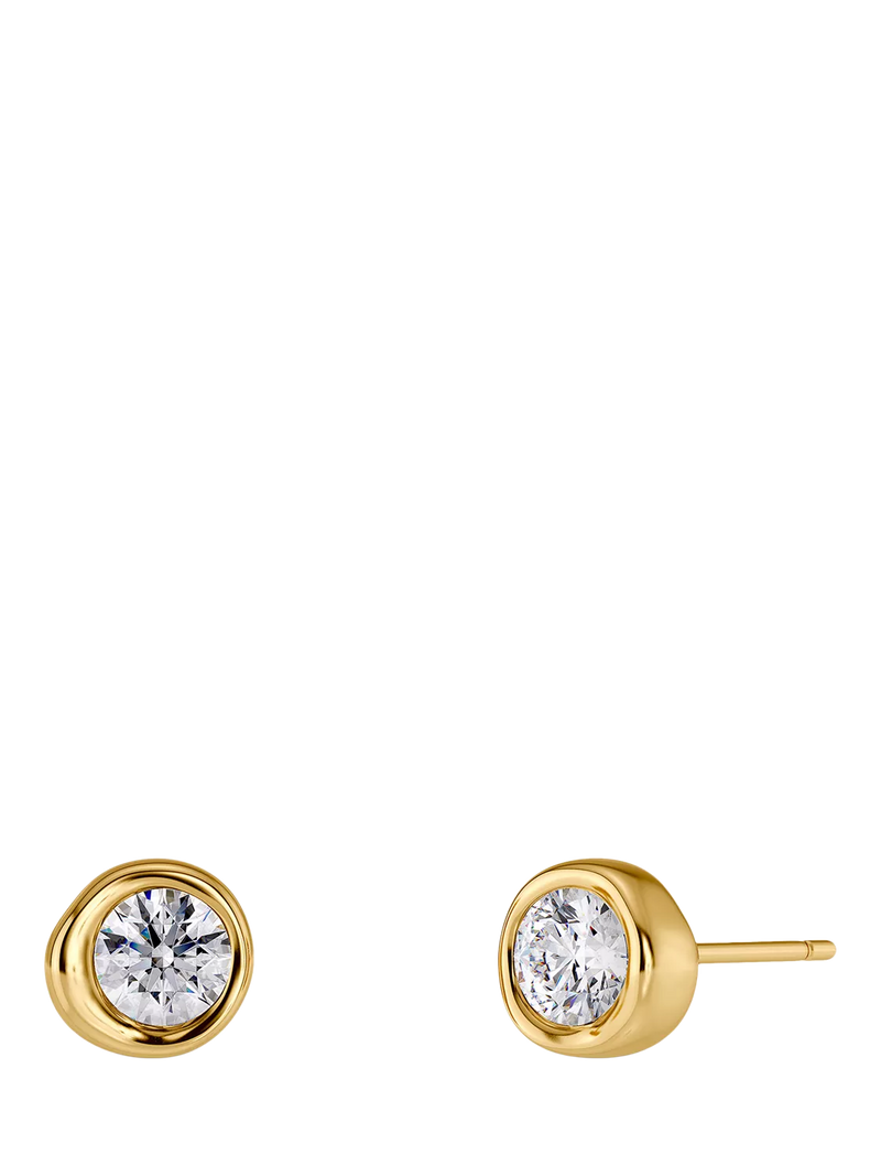 EDBLAD stud earrings gold cubic zirconia 7mm (British brand)
