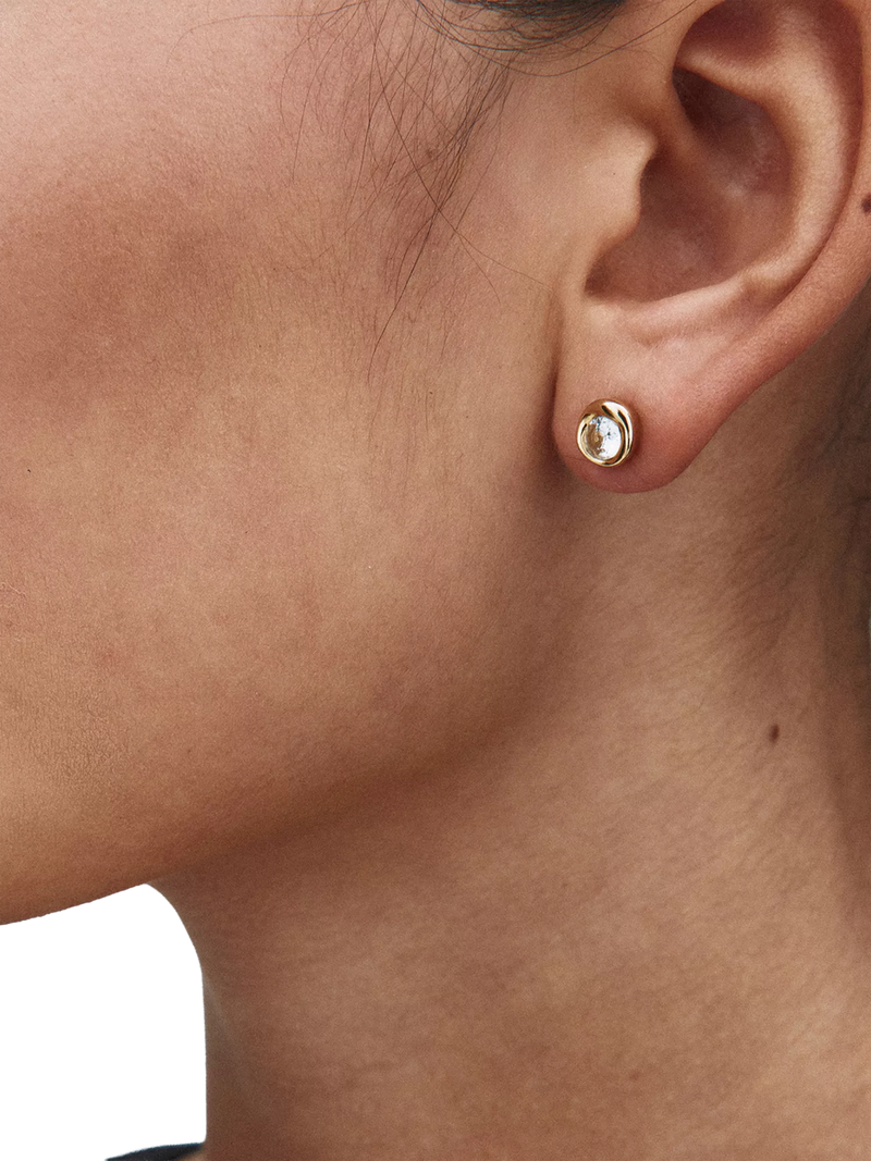 EDBLAD stud earrings gold cubic zirconia 7mm (British brand)