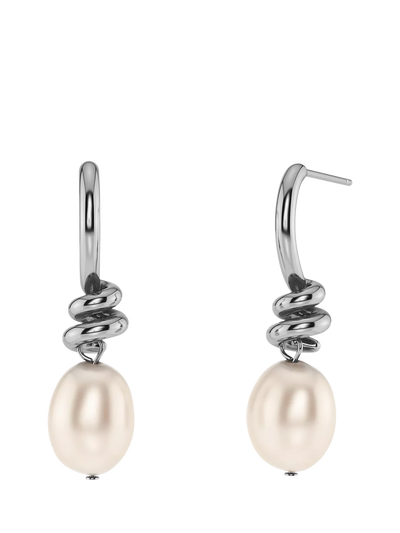 John Lewis EDBLAD Swivel Pearl Drop Earrings, Silver Toned Steel- Buy online at McGrocer
