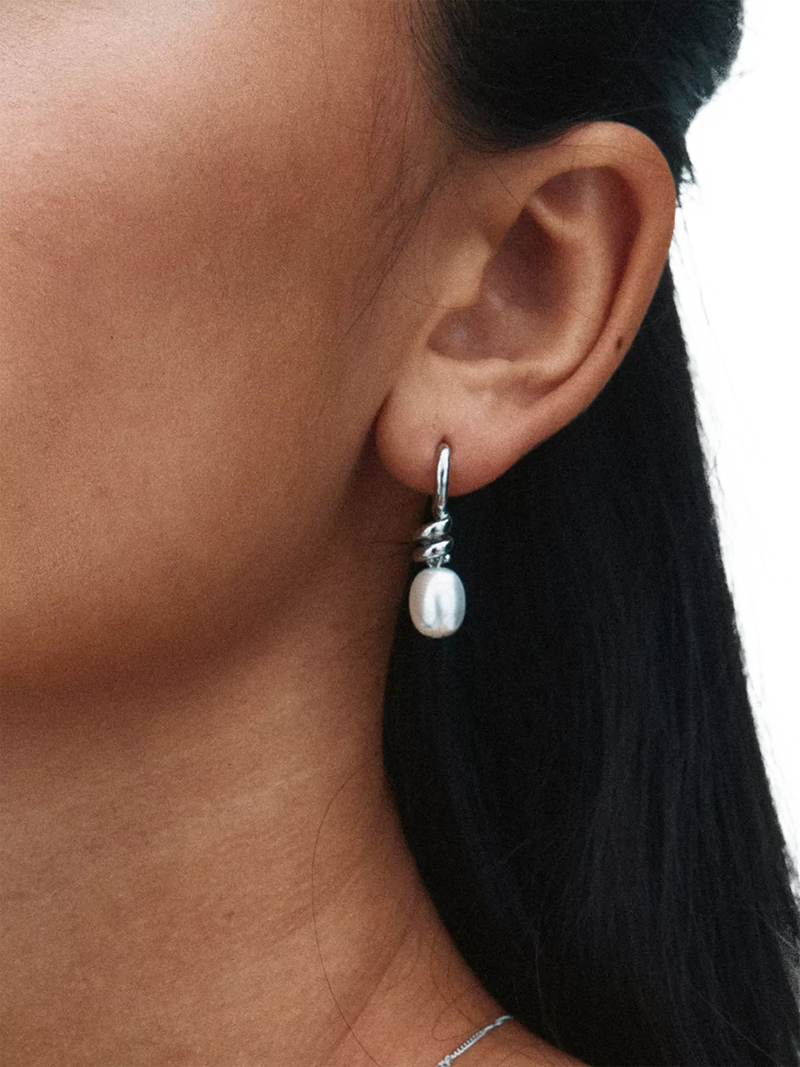 EDBLAD swivel pearl drop earrings stainless steel 8x10mm - British product