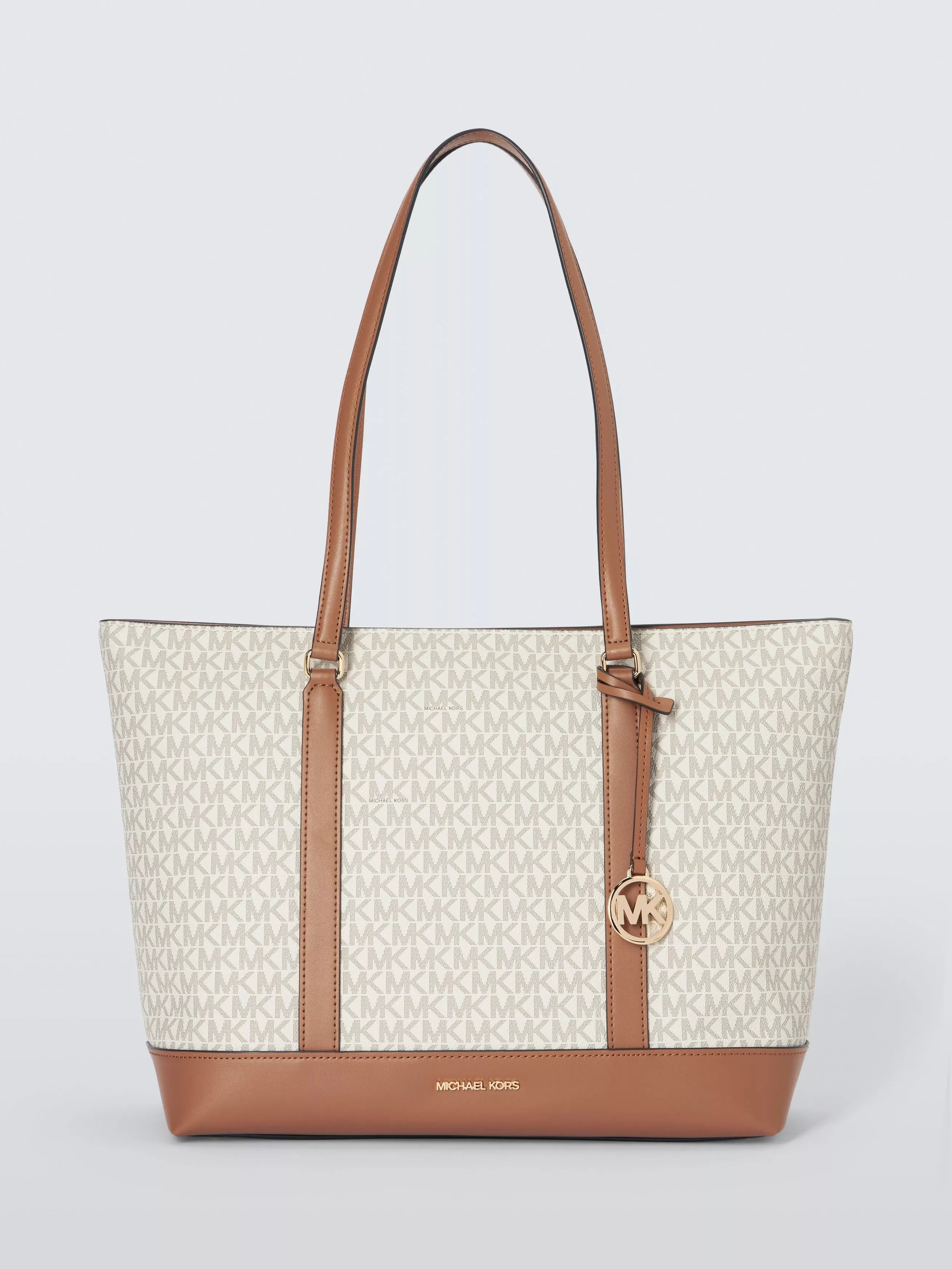 Michael Kors Andie Medium Shopper Logo Tote Bag, Vanilla/Acorn
