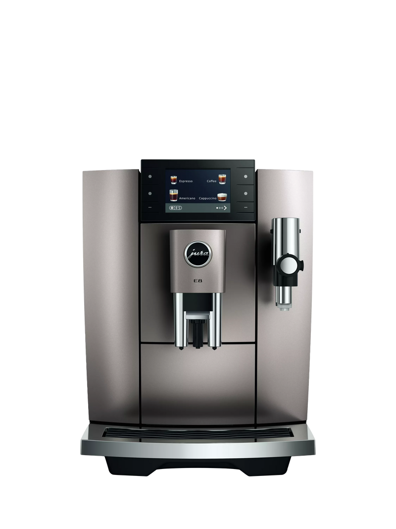 Jura E8 Automatic Bean to Cup Coffee Machine, Silver