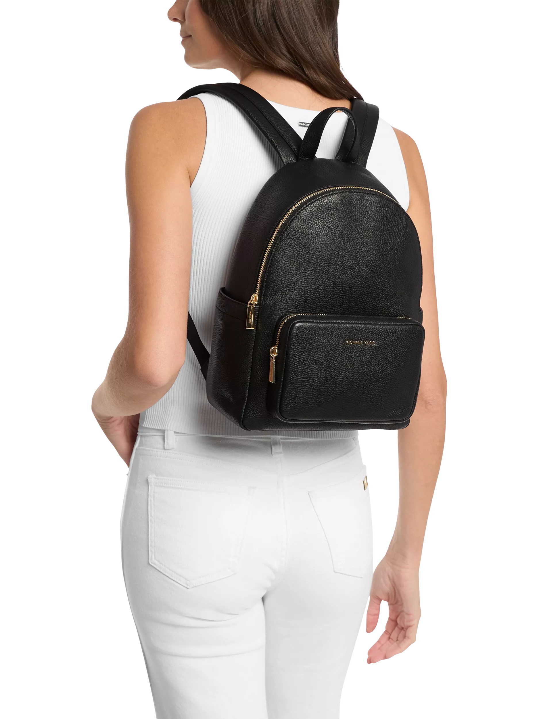 Michael Kors Tanner Leather Backpack Black, imported from the UK