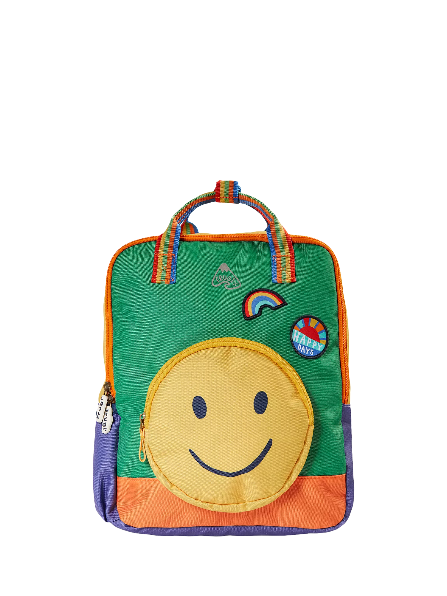 Frugi kids' rainbow backpack Happy Hotchpotch, UK version