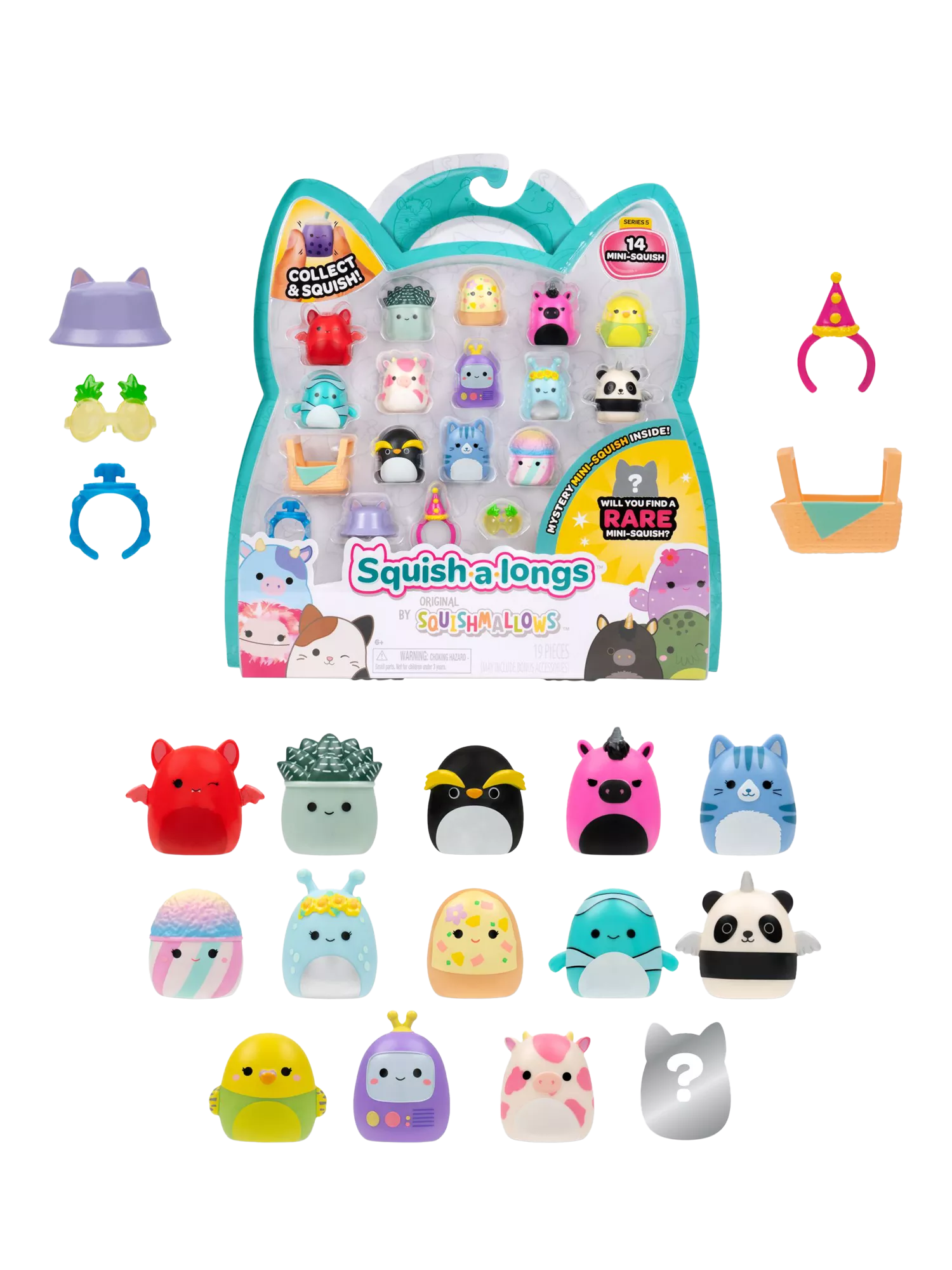 Squishmallows Squish-a-longs Mini-Squish pack of 14 (British brand)