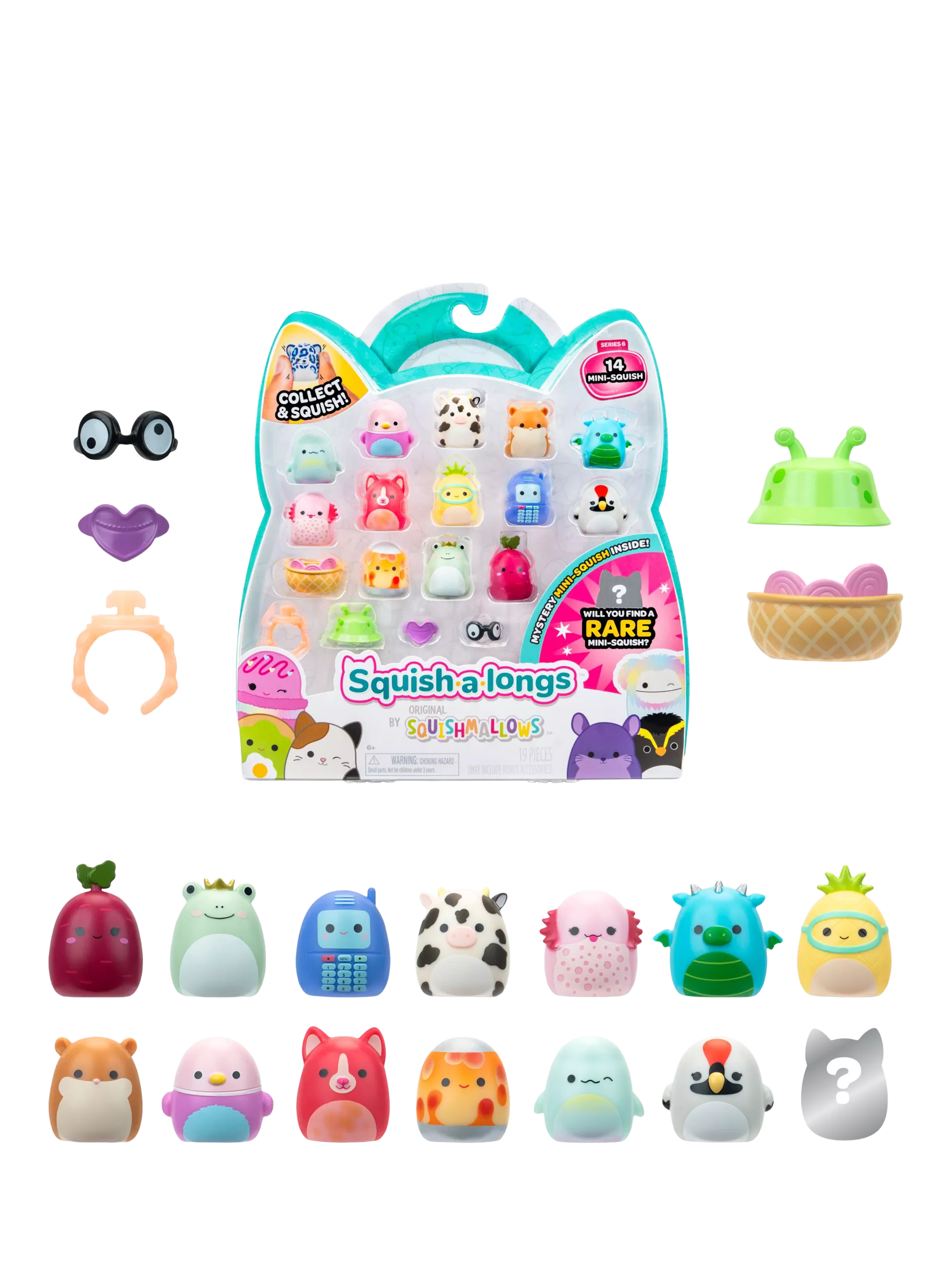 Squishmallows Squish-a-longs Mini-Squish 14-pack, imported from the UK