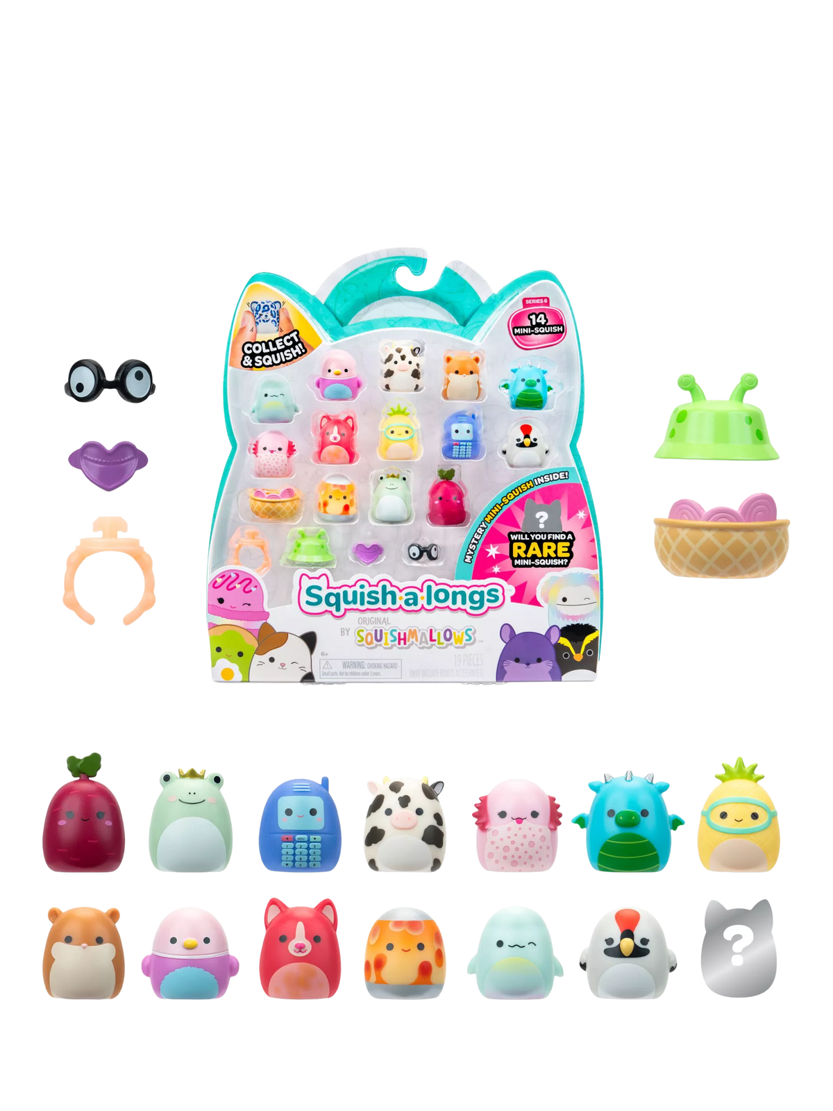 Squishmallows Squish-a-longs Mini-Squish 14-pack, imported from the UK