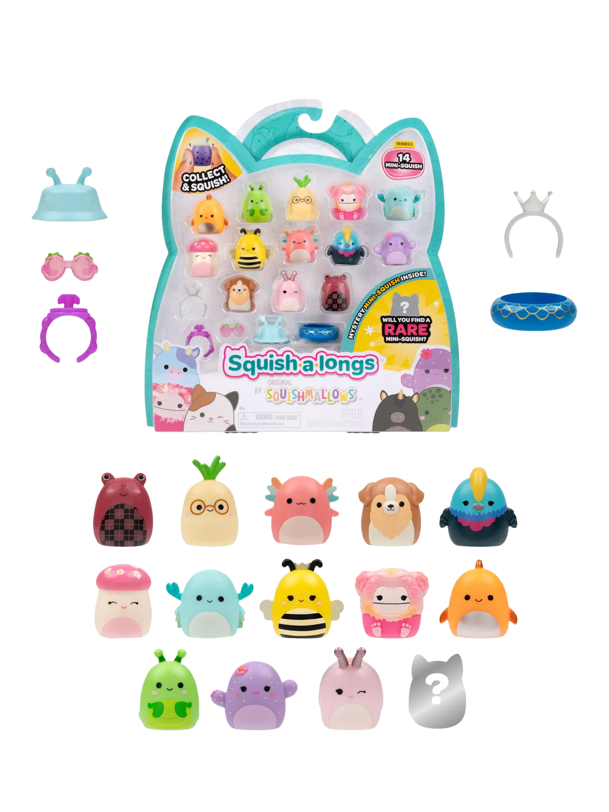 Squishmallows Squish-a-longs Mini-Squish 14-pack, imported from the UK