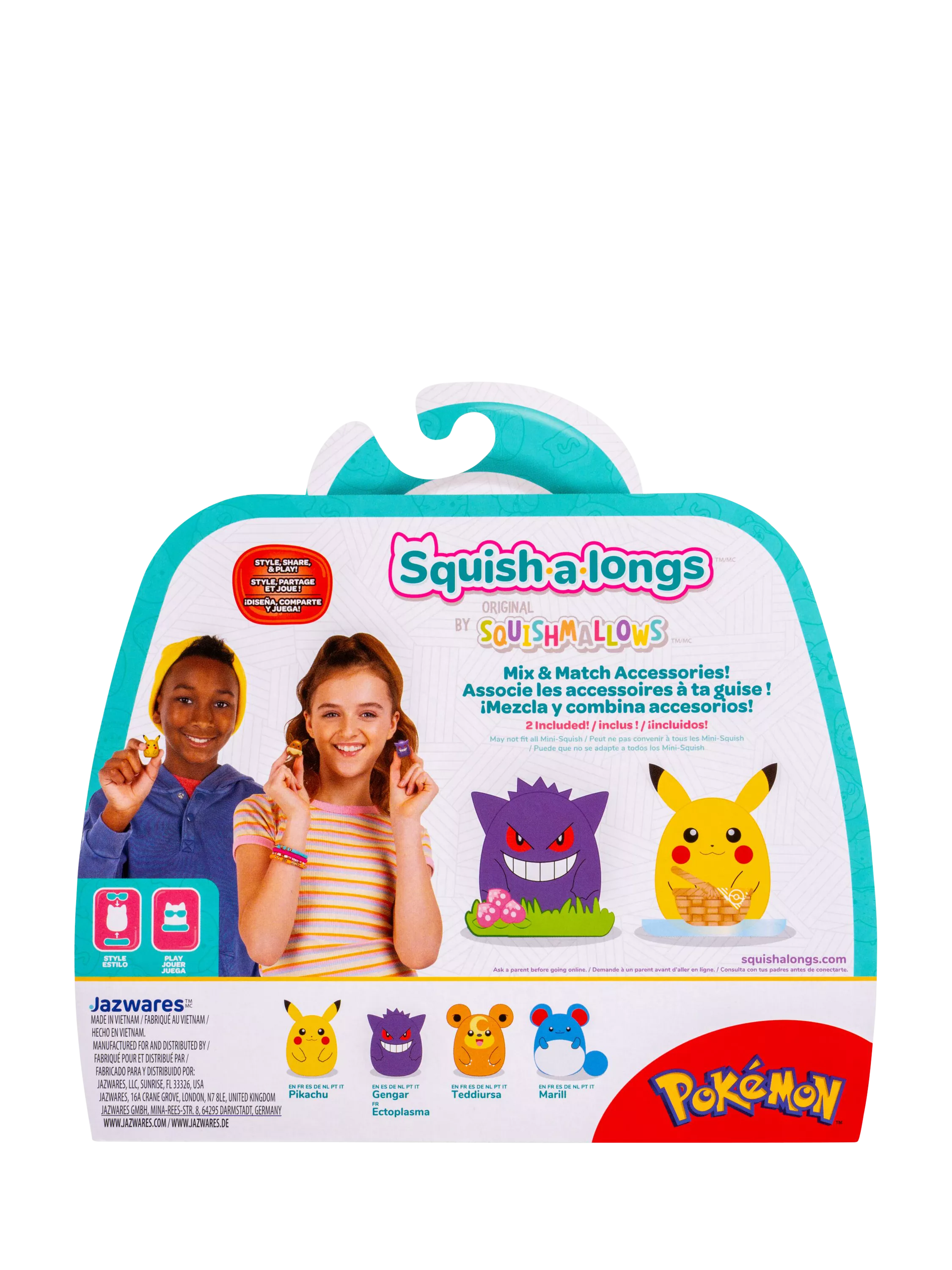 Squishmallows Pokémon Mini-Squish pack of 4 characters, imported from the UK