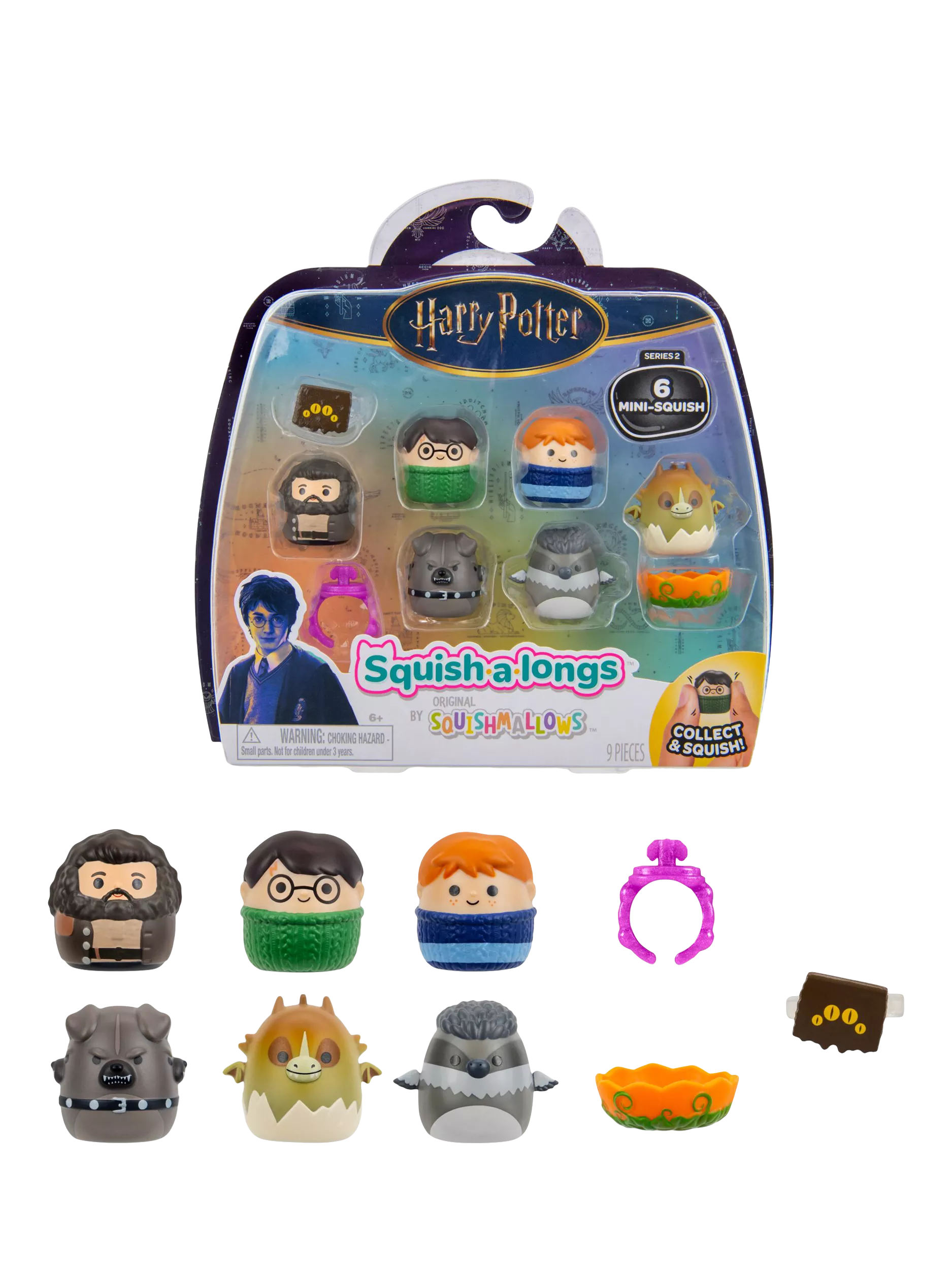 Squishmallows Harry Potter Squish-a-longs Mini-Squish pack of 6 (British brand)