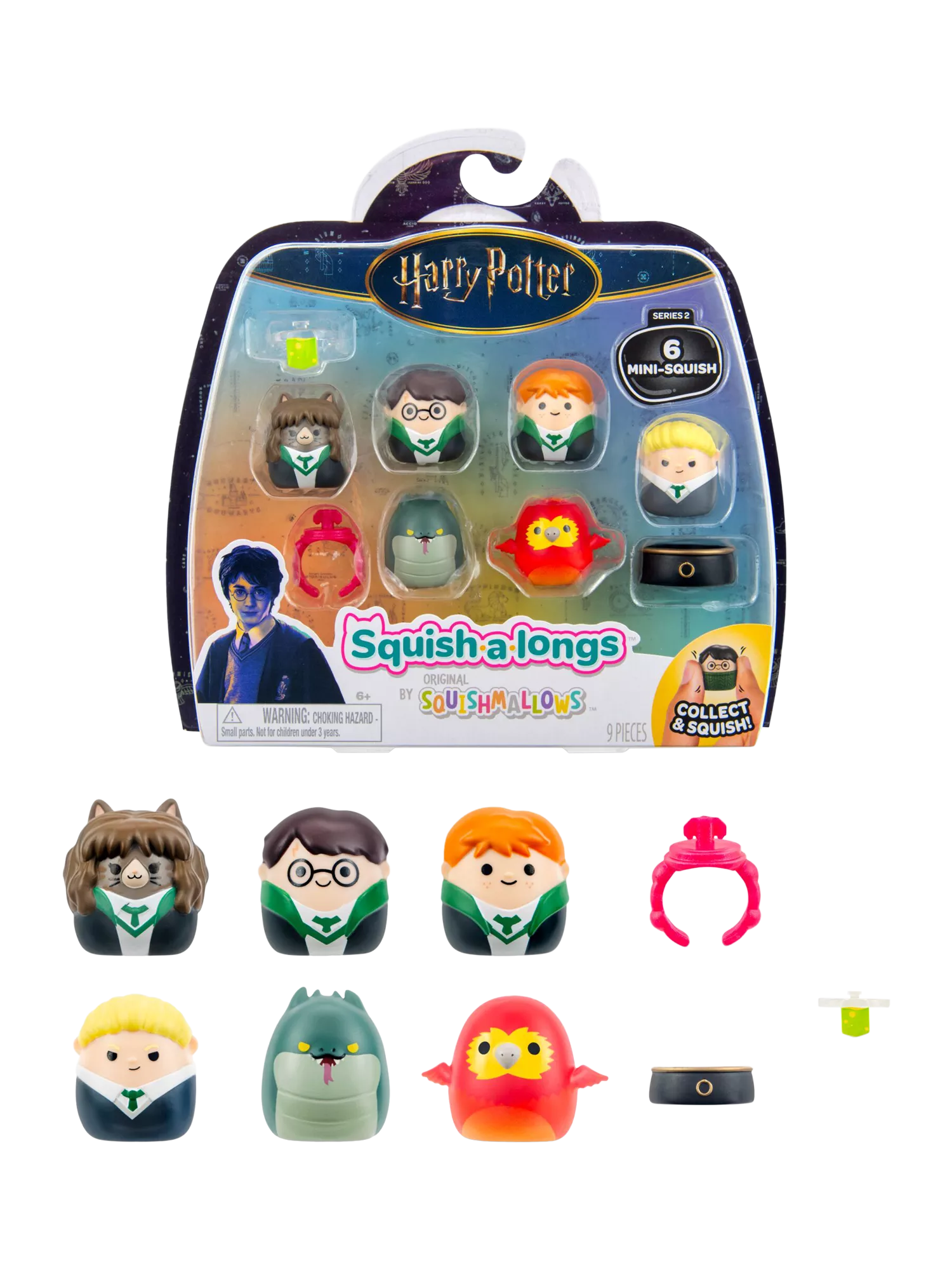 Squishmallows Harry Potter Mini-Squish pack of 6 with accessories, imported from the UK