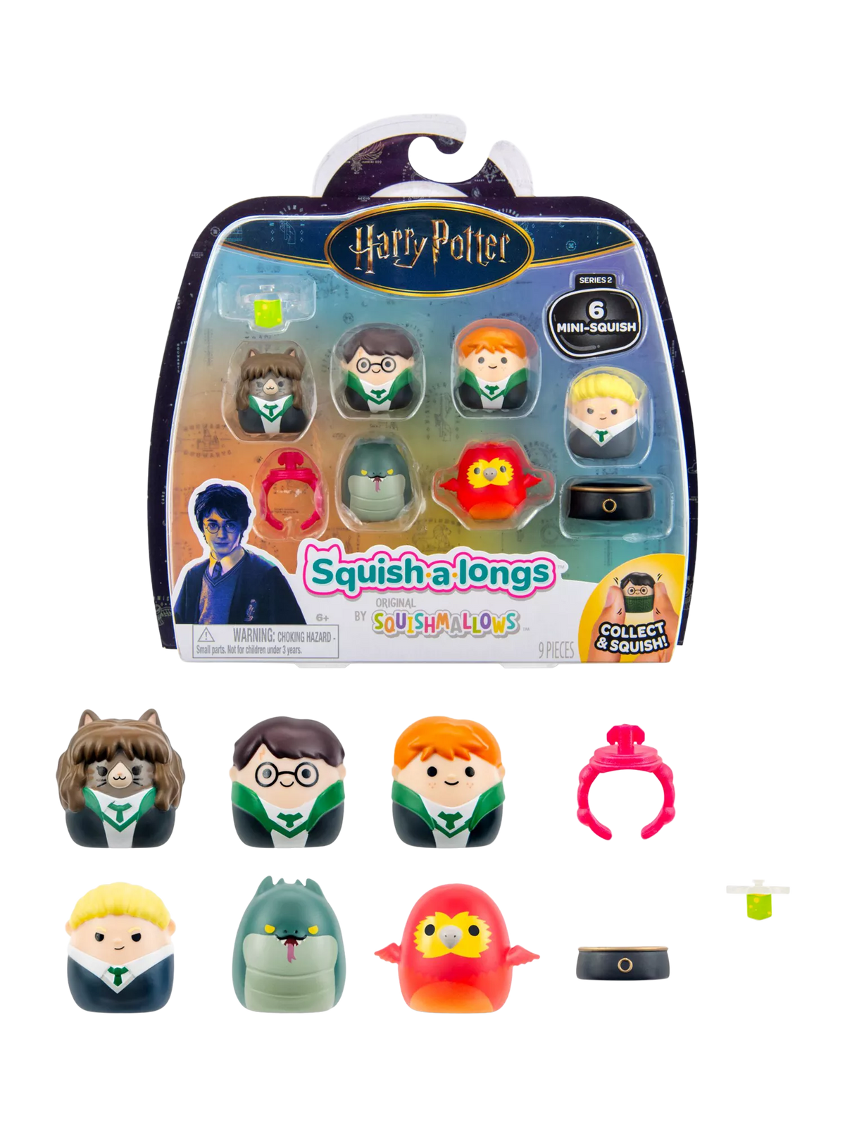 Squishmallows Harry Potter Mini-Squish pack of 6 with accessories, imported from the UK