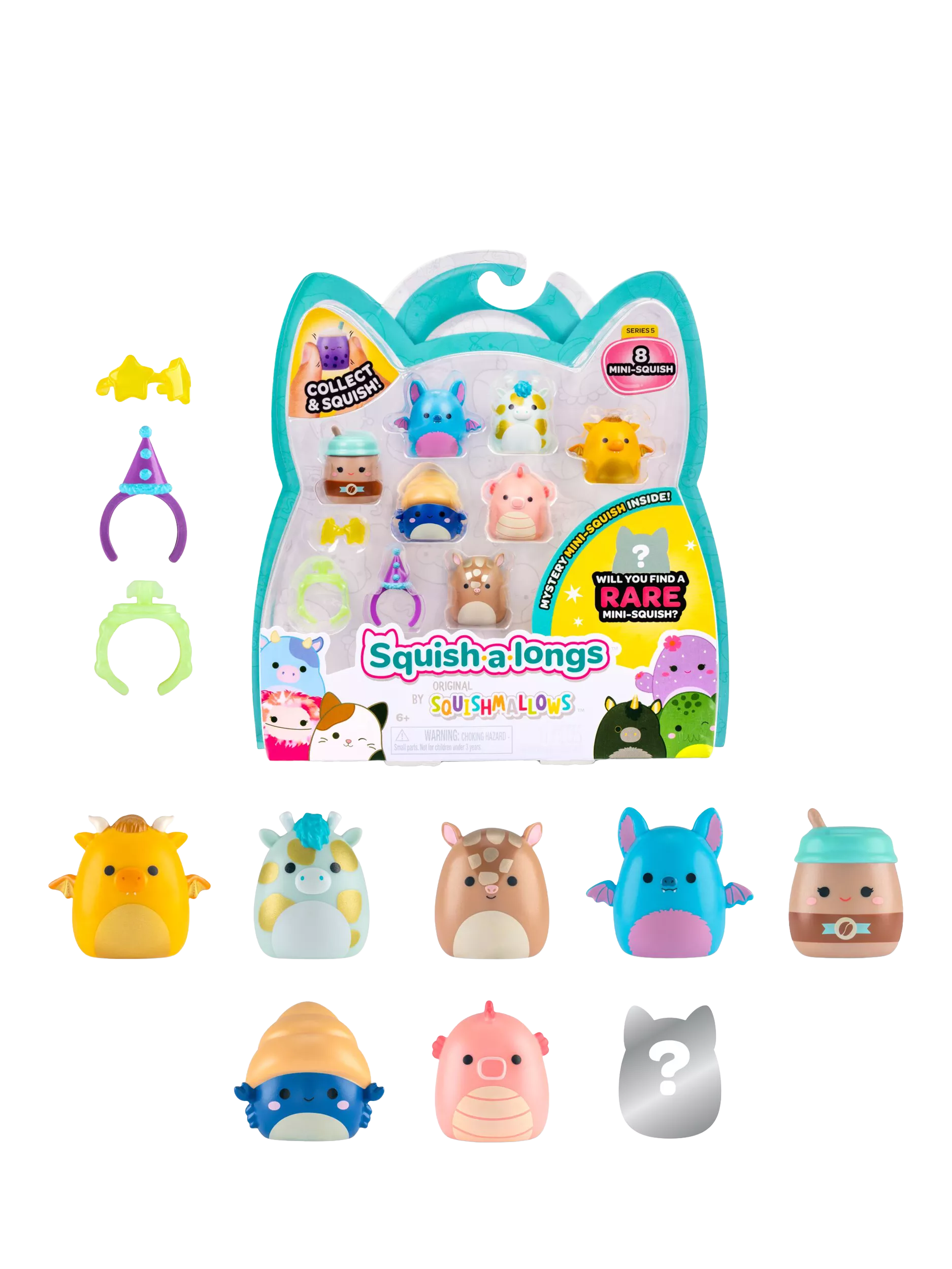 Squishmallows Squish-a-longs Mini-Squish pack of 8, UK version