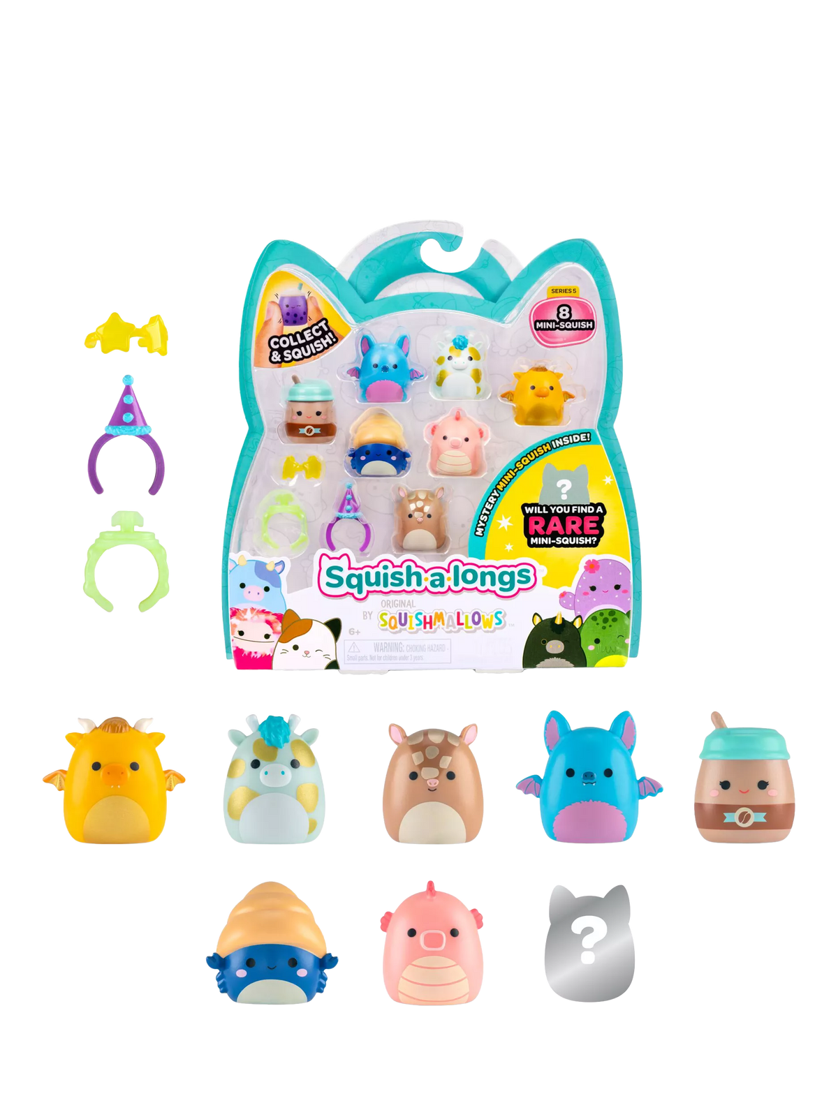 Squishmallows Squish-a-longs Mini-Squish pack of 8, UK version
