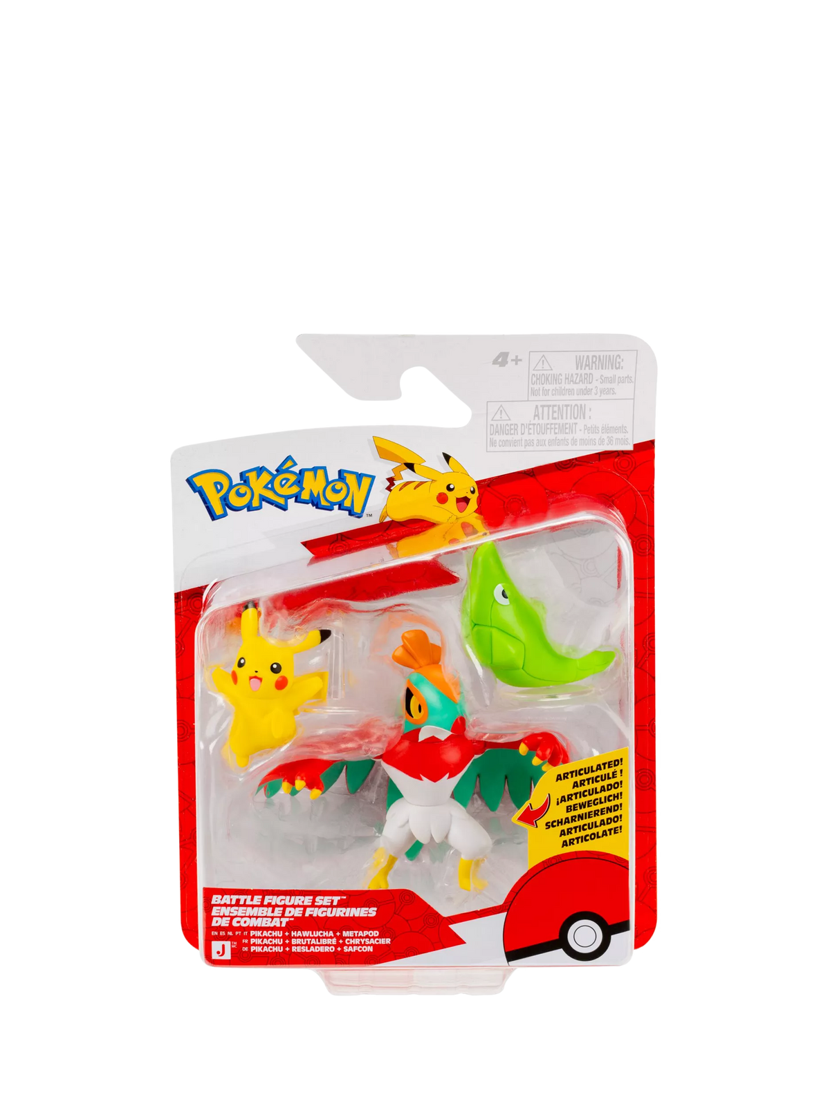 Pokémon battle figures pack of 3 Pikachu Metapod Hawlucha (British brand)