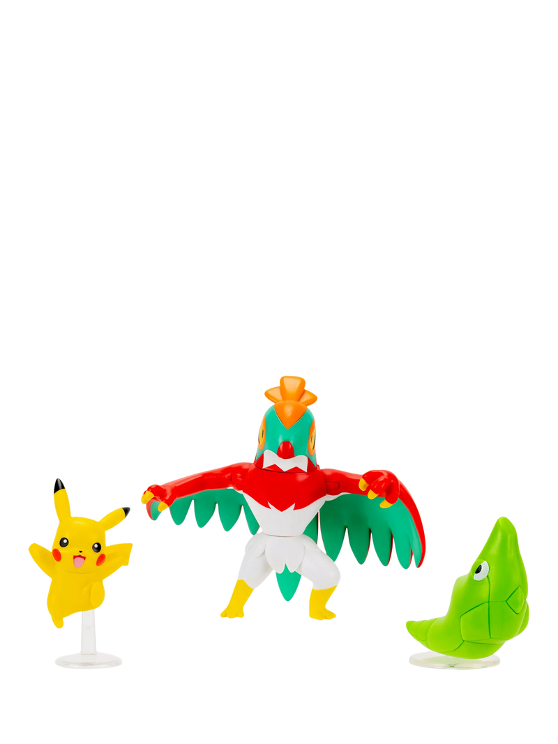 Pokémon battle figures pack of 3 Pikachu Metapod Hawlucha (British brand)
