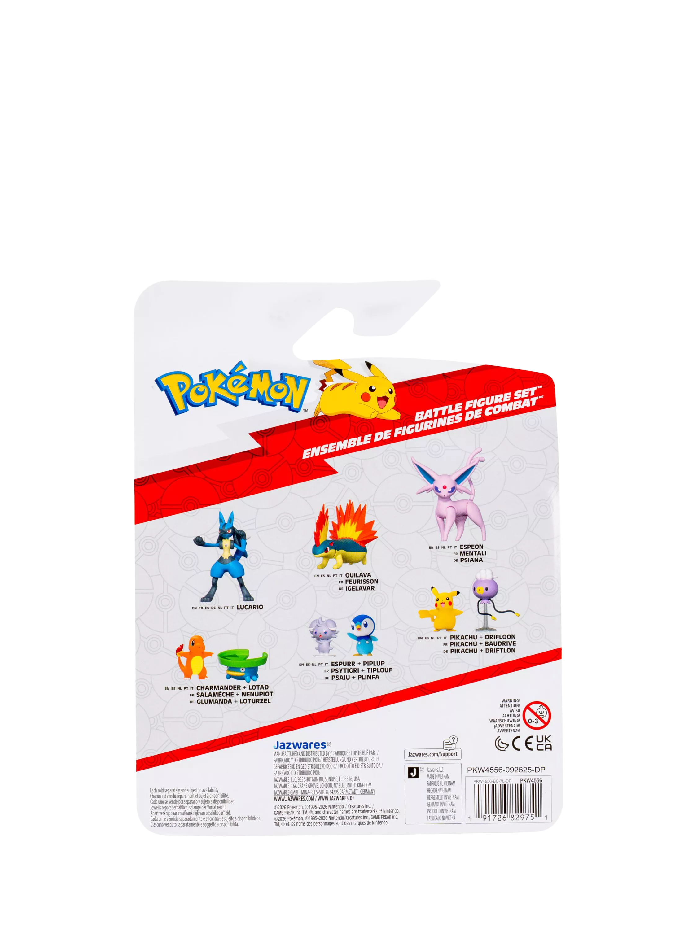 Pokémon battle figures pack of 3 Pikachu Metapod Hawlucha (British brand)