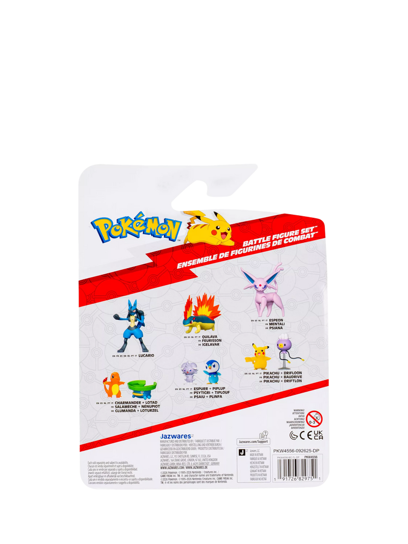 Pokémon battle figures pack of 3 Pikachu Metapod Hawlucha (British brand)