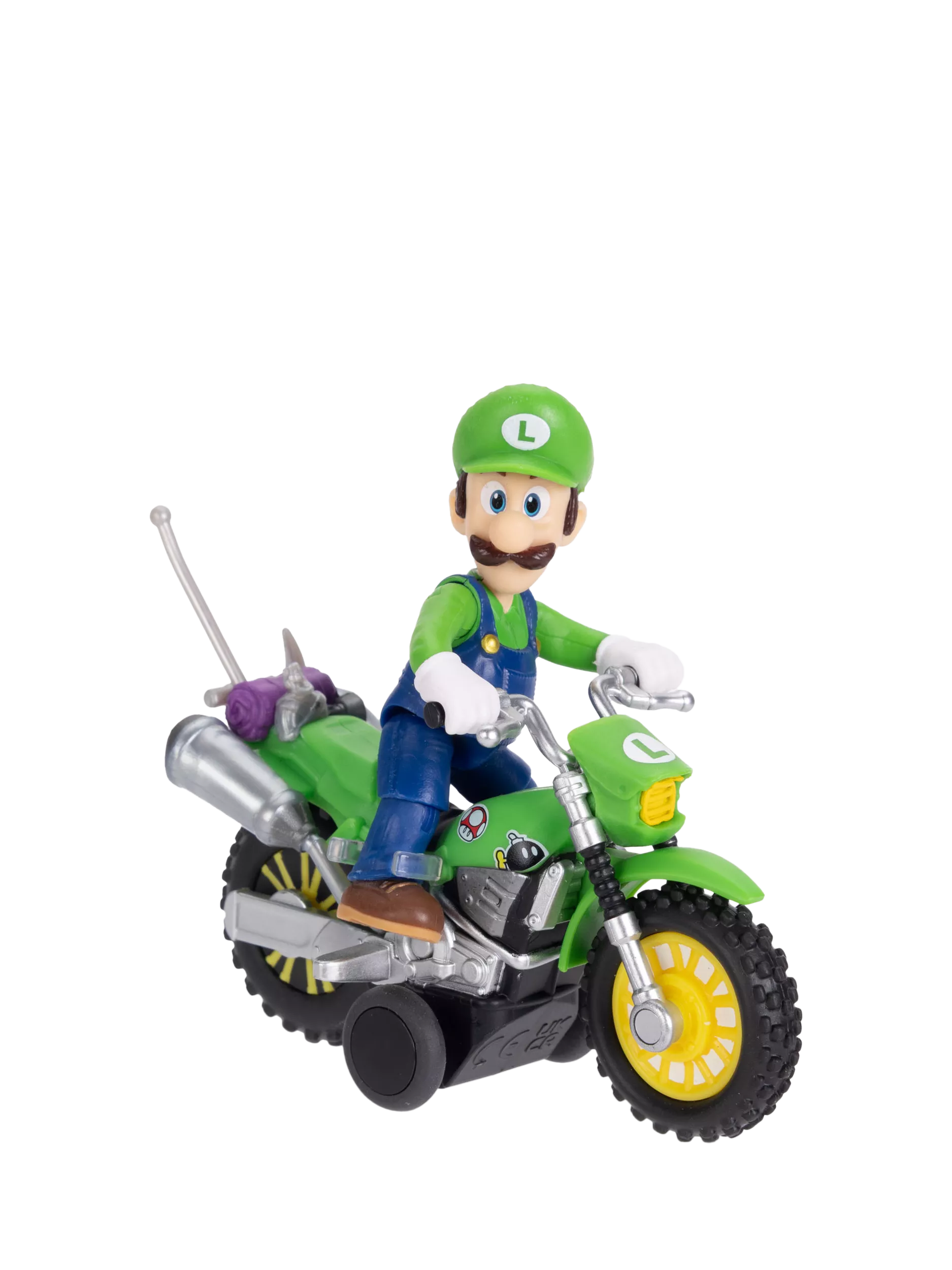 Super Mario Bros. Luigi action figure with motorcycle 2.5 inch (British brand)