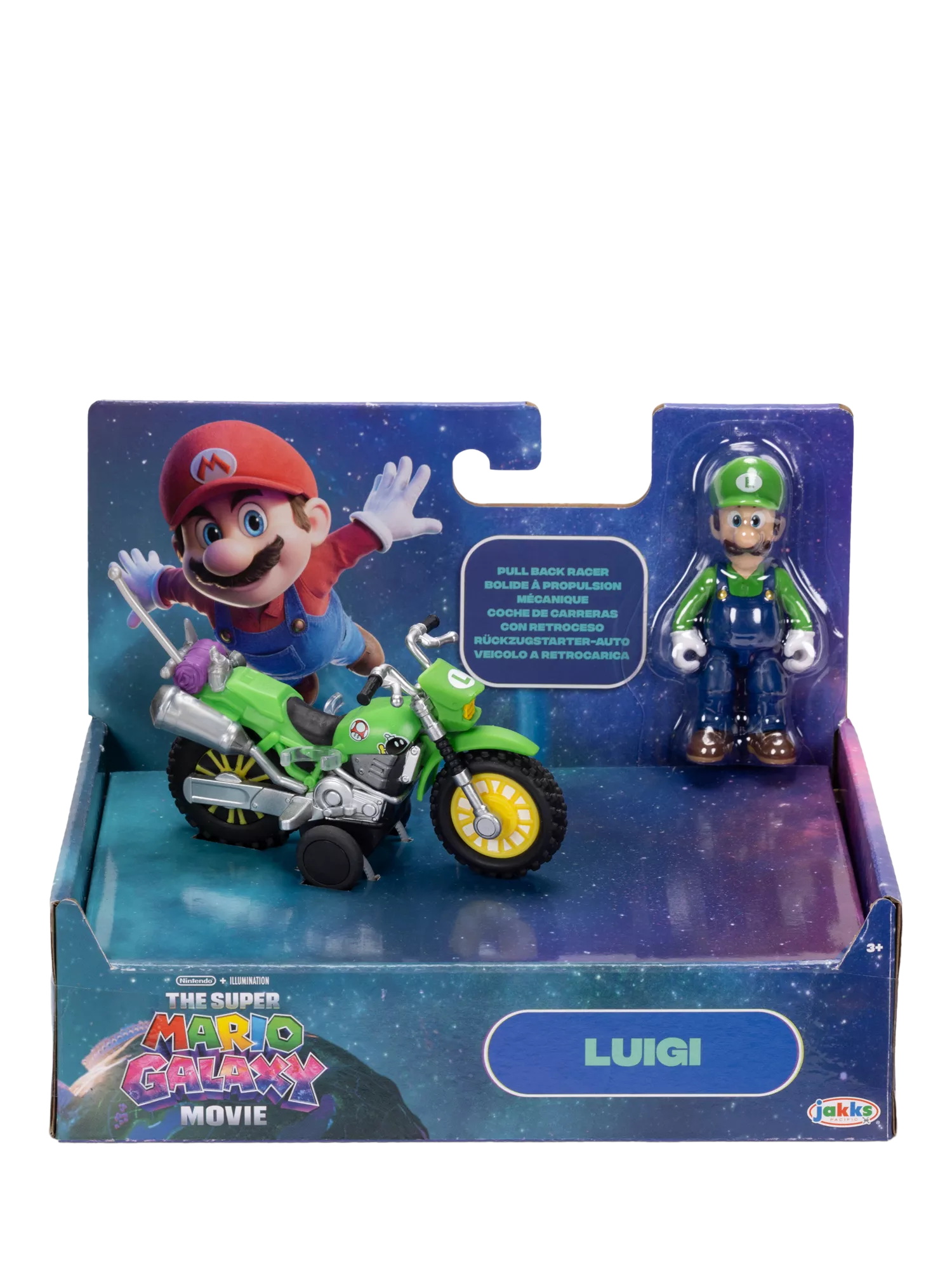 Super Mario Bros. Luigi action figure with motorcycle 2.5 inch (British brand)