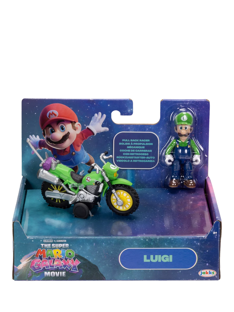 Super Mario Bros. Luigi action figure with motorcycle 2.5 inch (British brand)